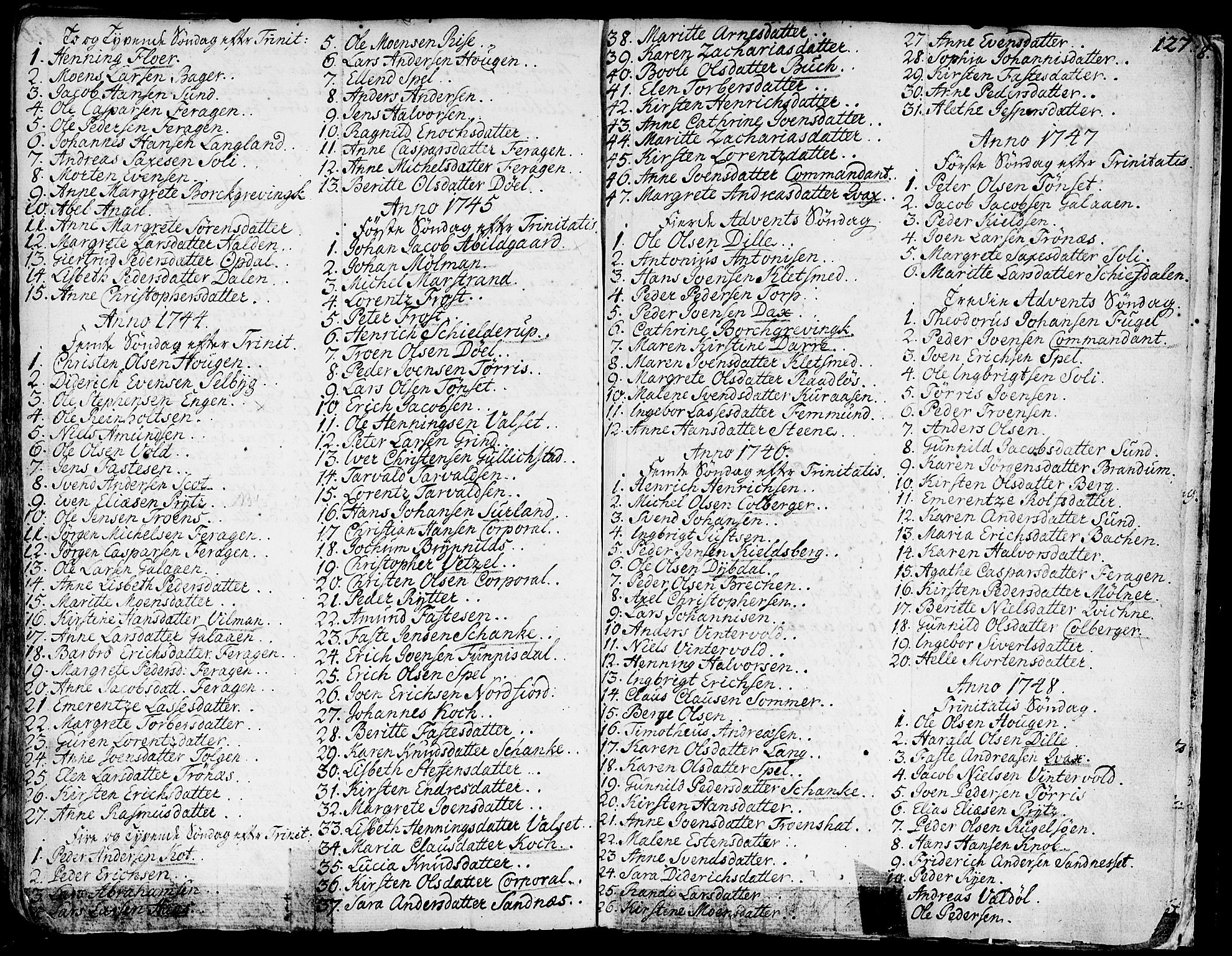 Ministerialprotokoller, klokkerbøker og fødselsregistre - Sør-Trøndelag, SAT/A-1456/681/L0925: Parish register (official) no. 681A03, 1727-1766, p. 127