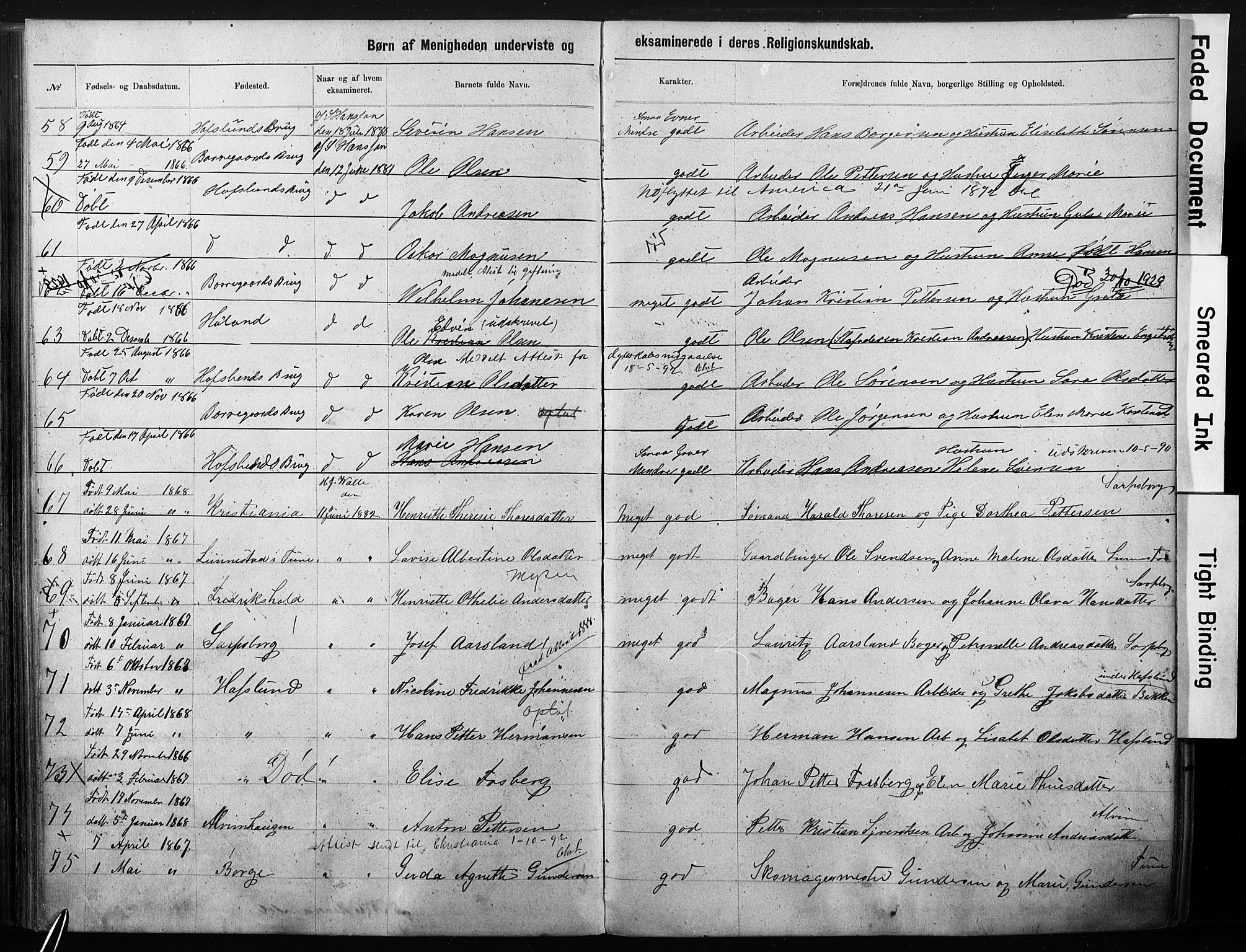 Sarpsborg metodistkirke, AV/SAO-PAO-0233/A/L0003: Dissenter register no. 3, 1856-1893