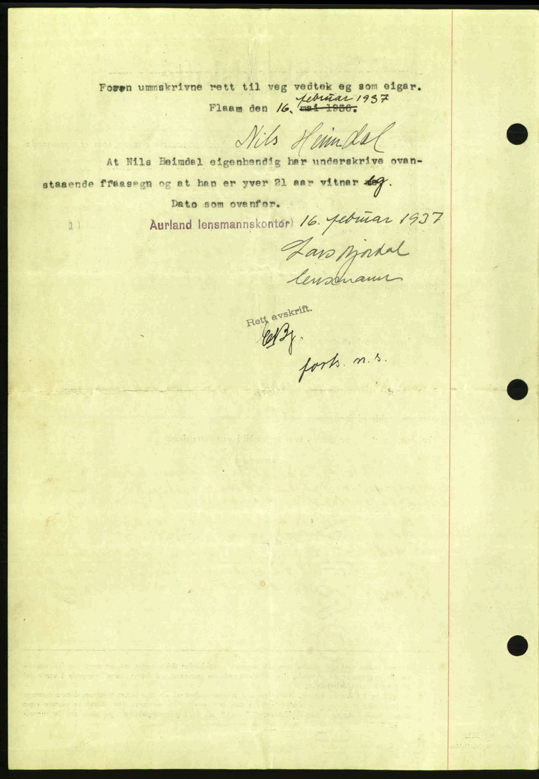 Indre Sogn tingrett, SAB/A-3301/1/G/Gb/Gba/L0030: Mortgage book no. 30, 1935-1937, Deed date: 17.02.1937