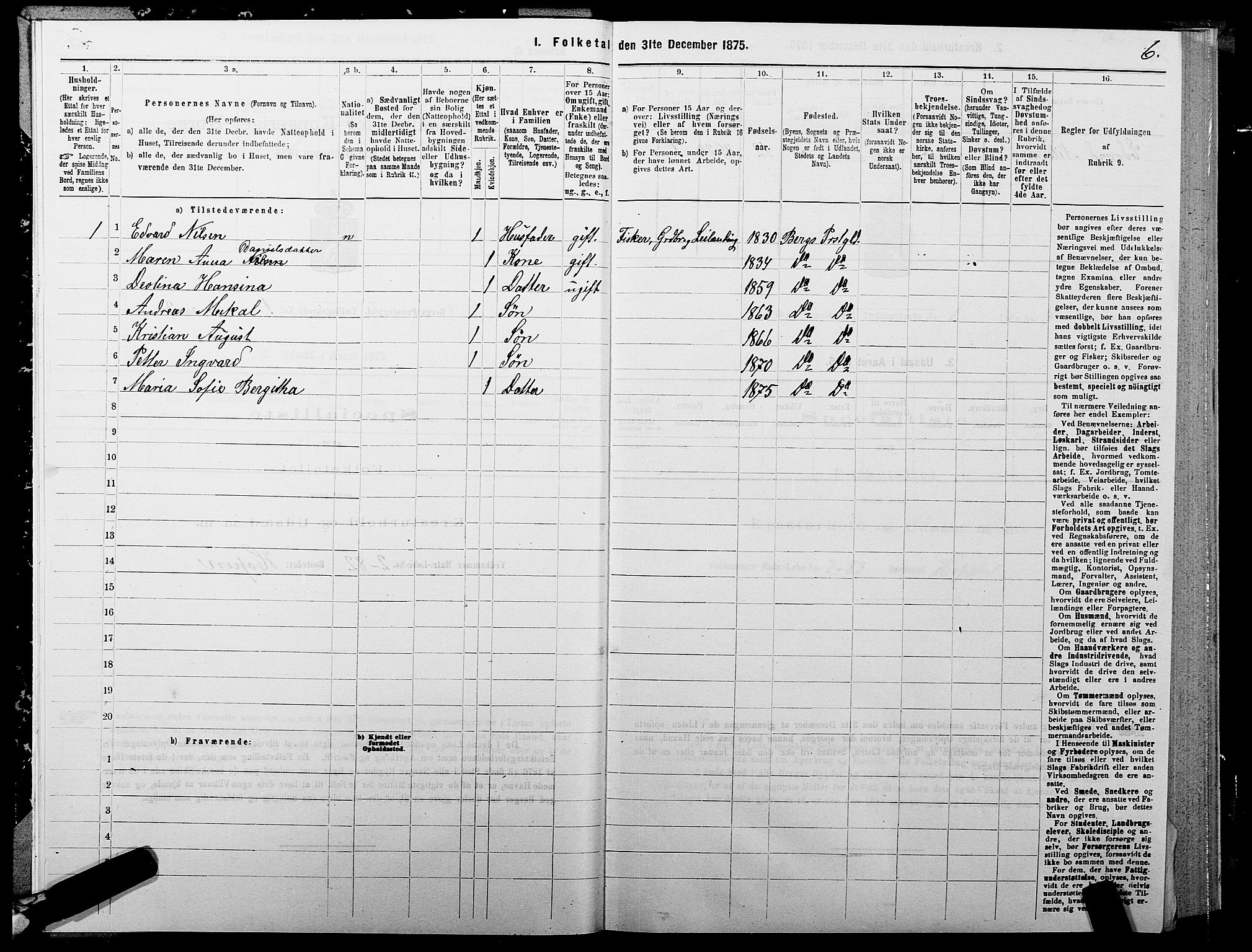 SATØ, 1875 census for 1929P Berg, 1875, p. 1006