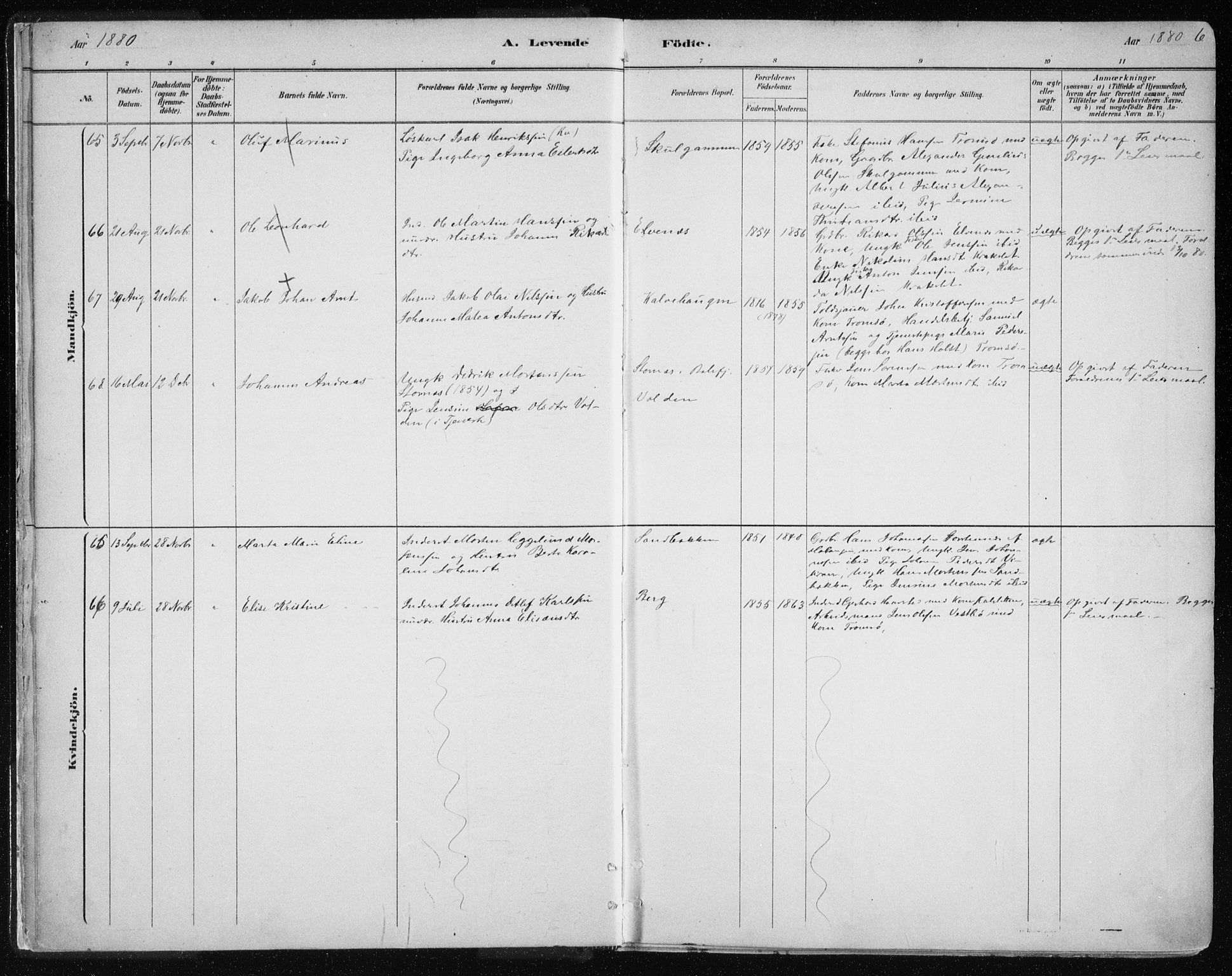 Tromsøysund sokneprestkontor, SATØ/S-1304/G/Ga/L0004kirke: Parish register (official) no. 4, 1880-1888, p. 6