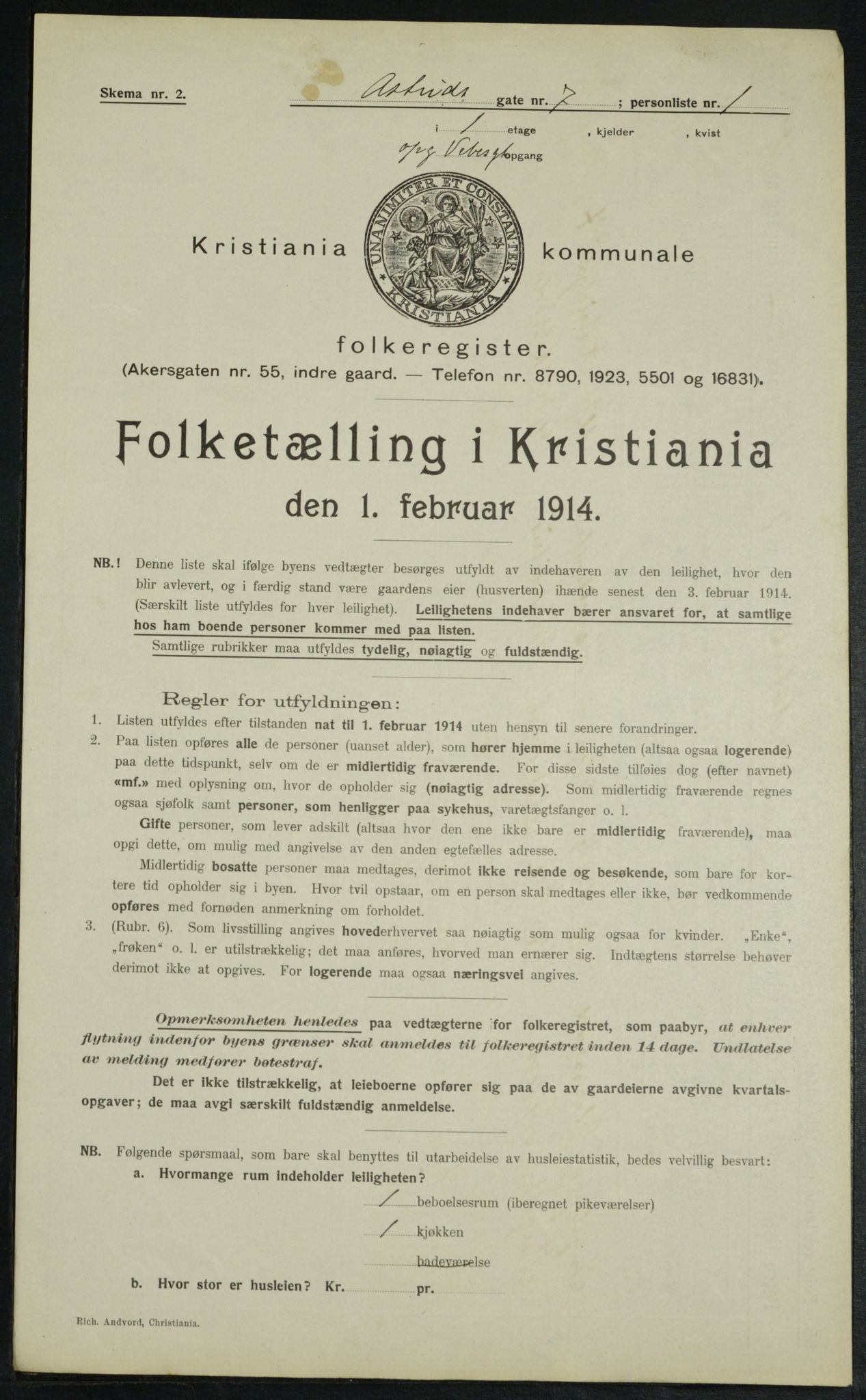 OBA, Municipal Census 1914 for Kristiania, 1914, p. 17386