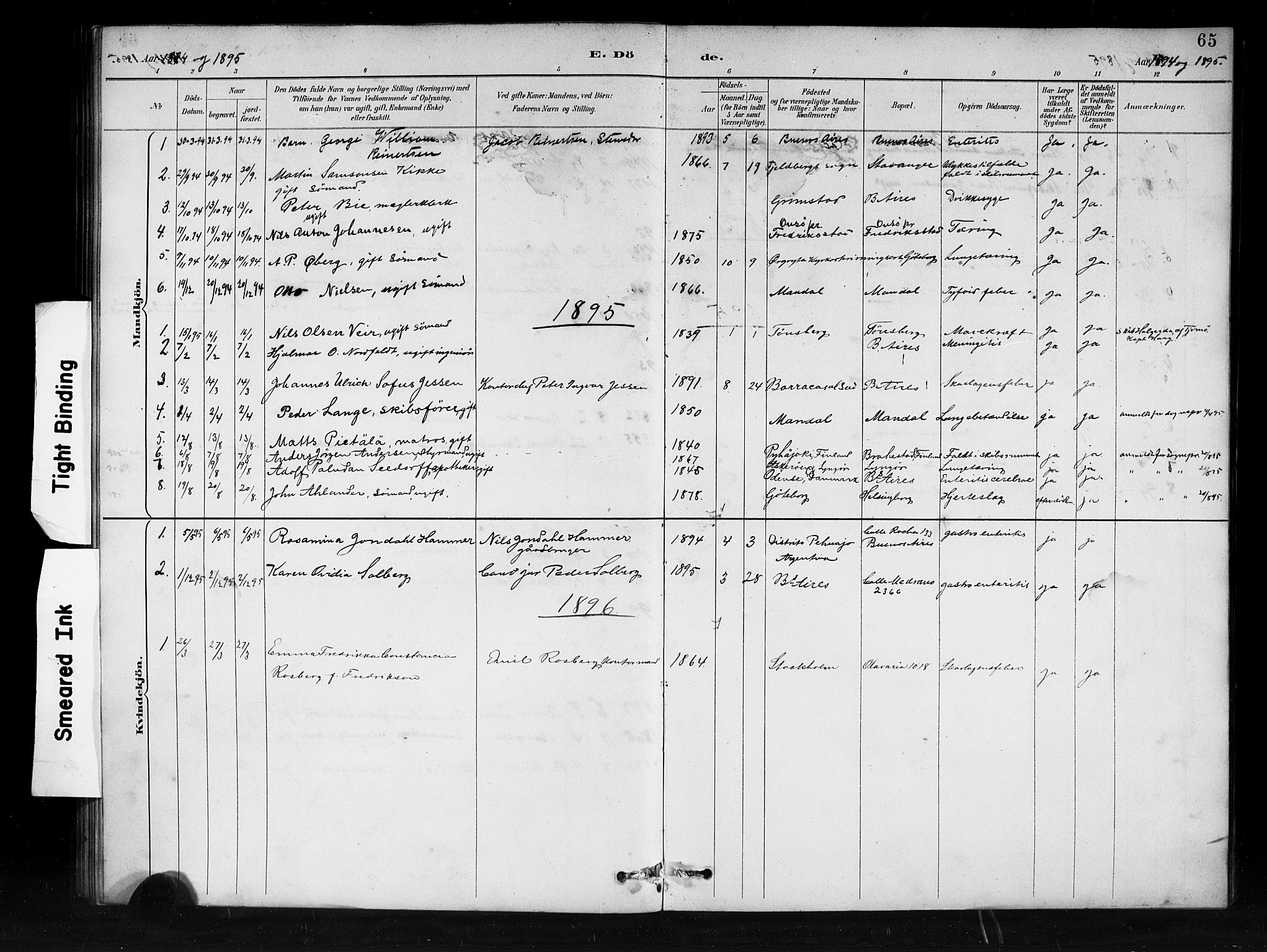 Den norske sjømannsmisjon i utlandet/Syd-Amerika (Buenos Aires m.fl.), SAB/SAB/PA-0118/H/Ha/L0001: Parish register (official) no. A 1, 1888-1898, p. 65