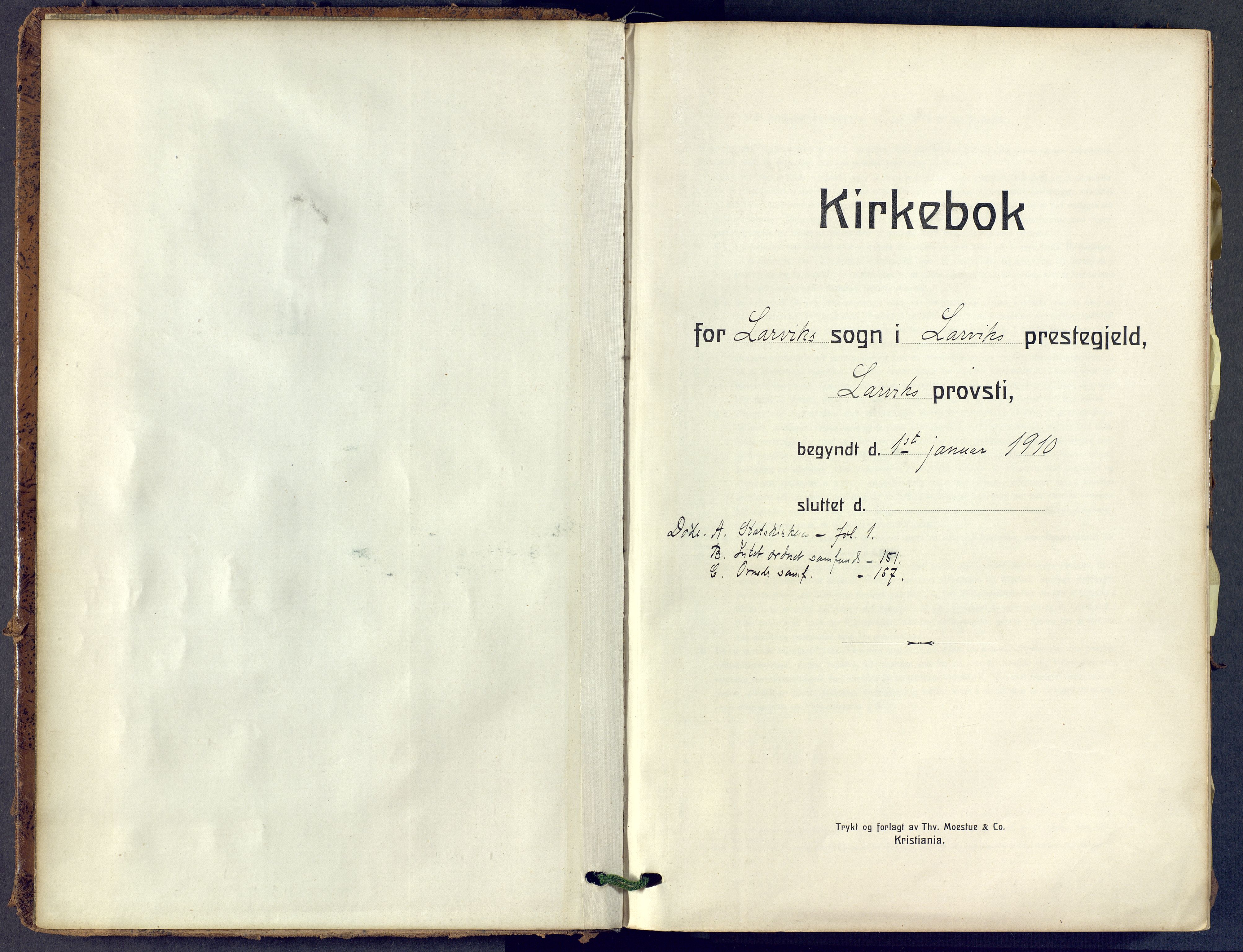 Larvik kirkebøker, AV/SAKO-A-352/F/Fa/L0013: Parish register (official) no. I 13, 1910-1960