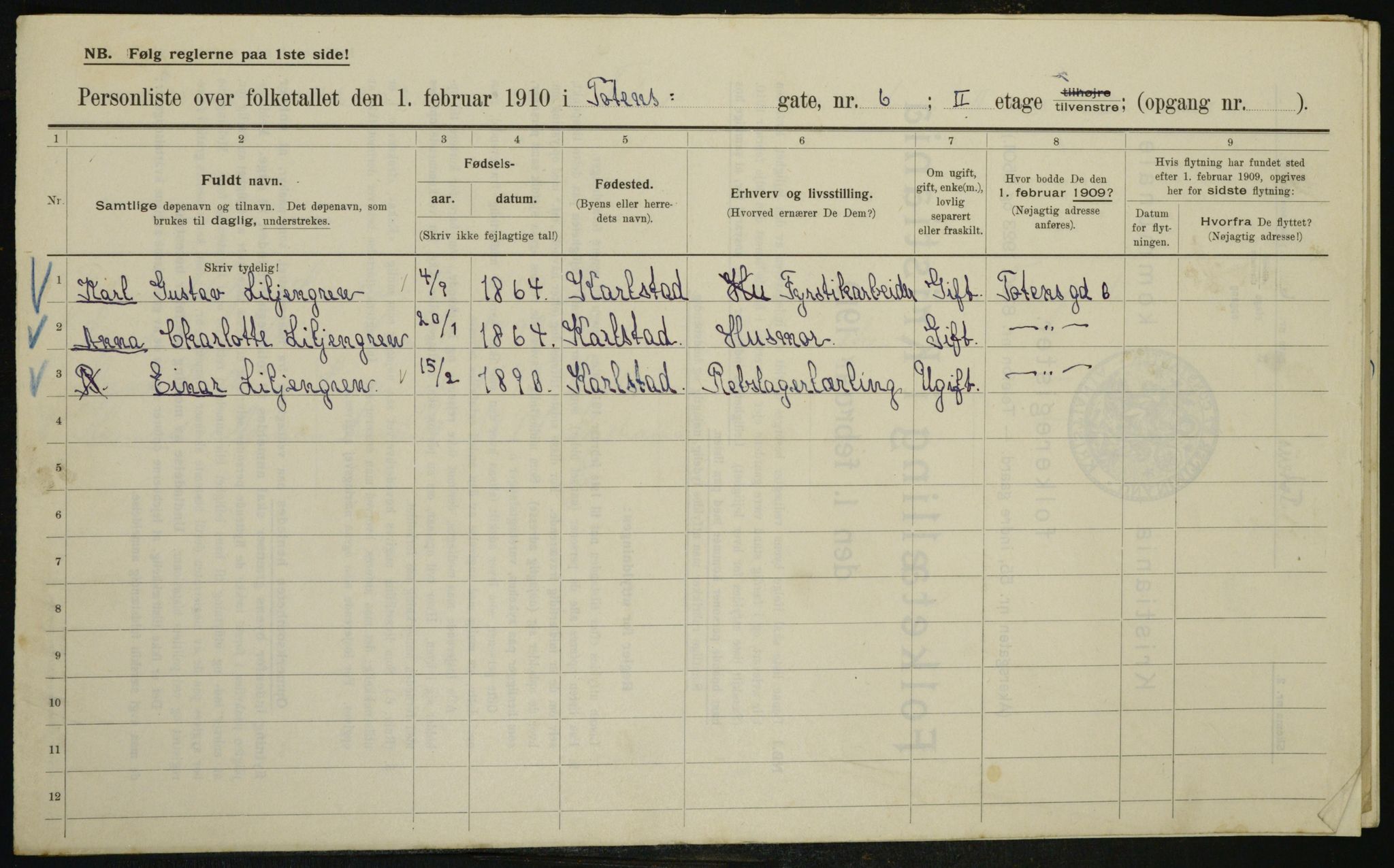 OBA, Municipal Census 1910 for Kristiania, 1910, p. 109581