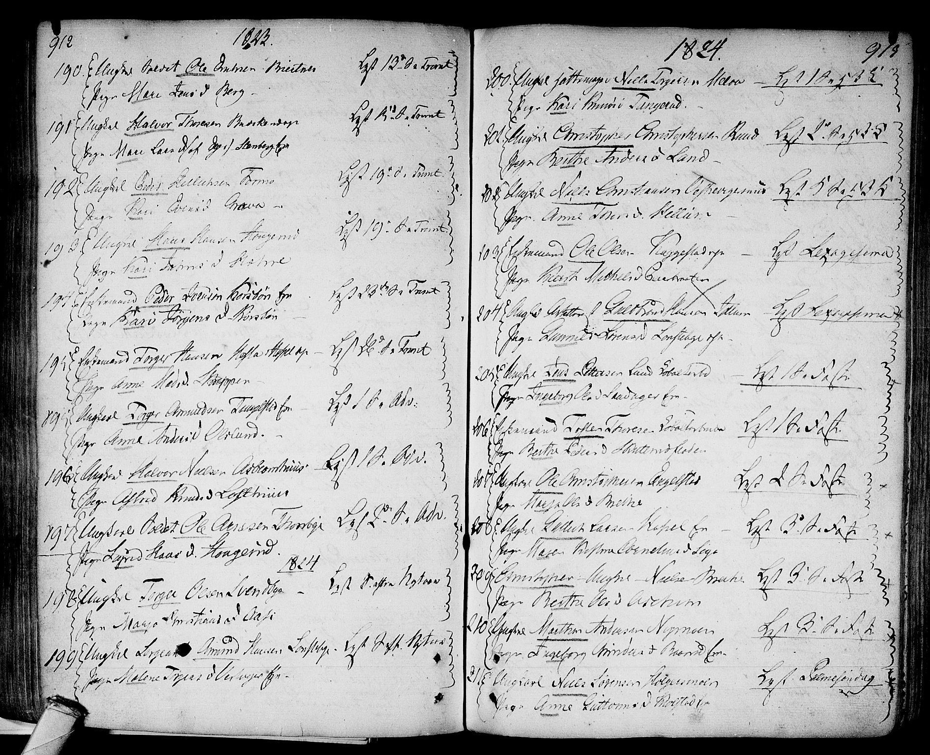 Modum kirkebøker, SAKO/A-234/F/Fa/L0003: Parish register (official) no. 3, 1783-1819, p. 912-913