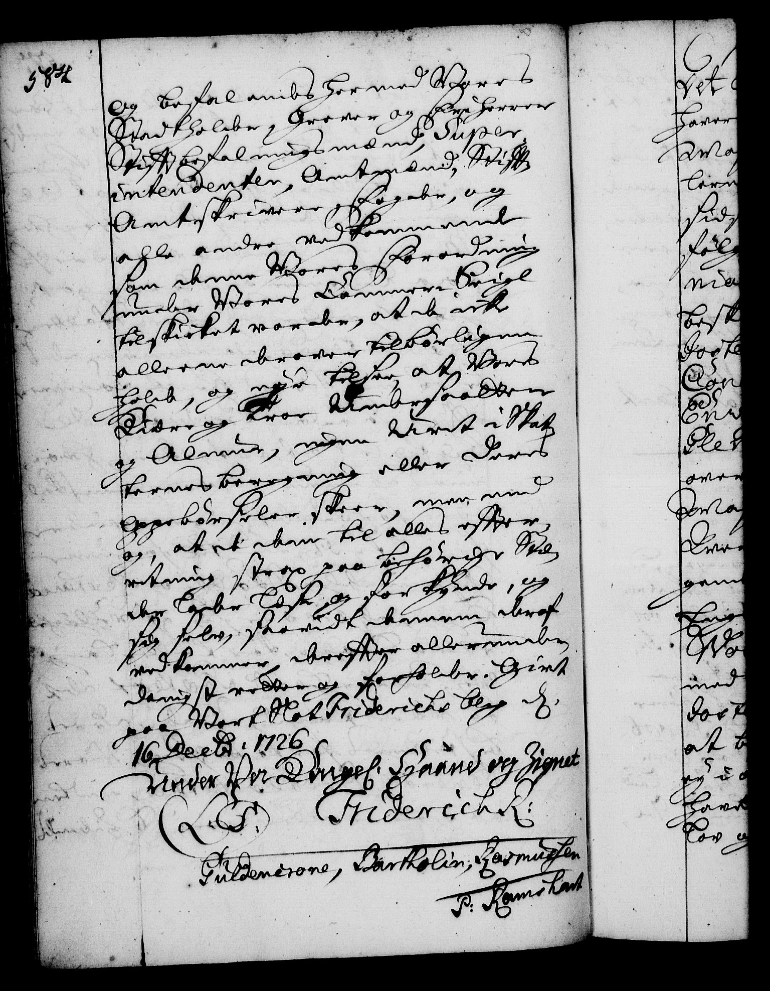 Rentekammeret, Kammerkanselliet, RA/EA-3111/G/Gg/Gga/L0002: Norsk ekspedisjonsprotokoll med register (merket RK 53.2), 1723-1727, p. 584