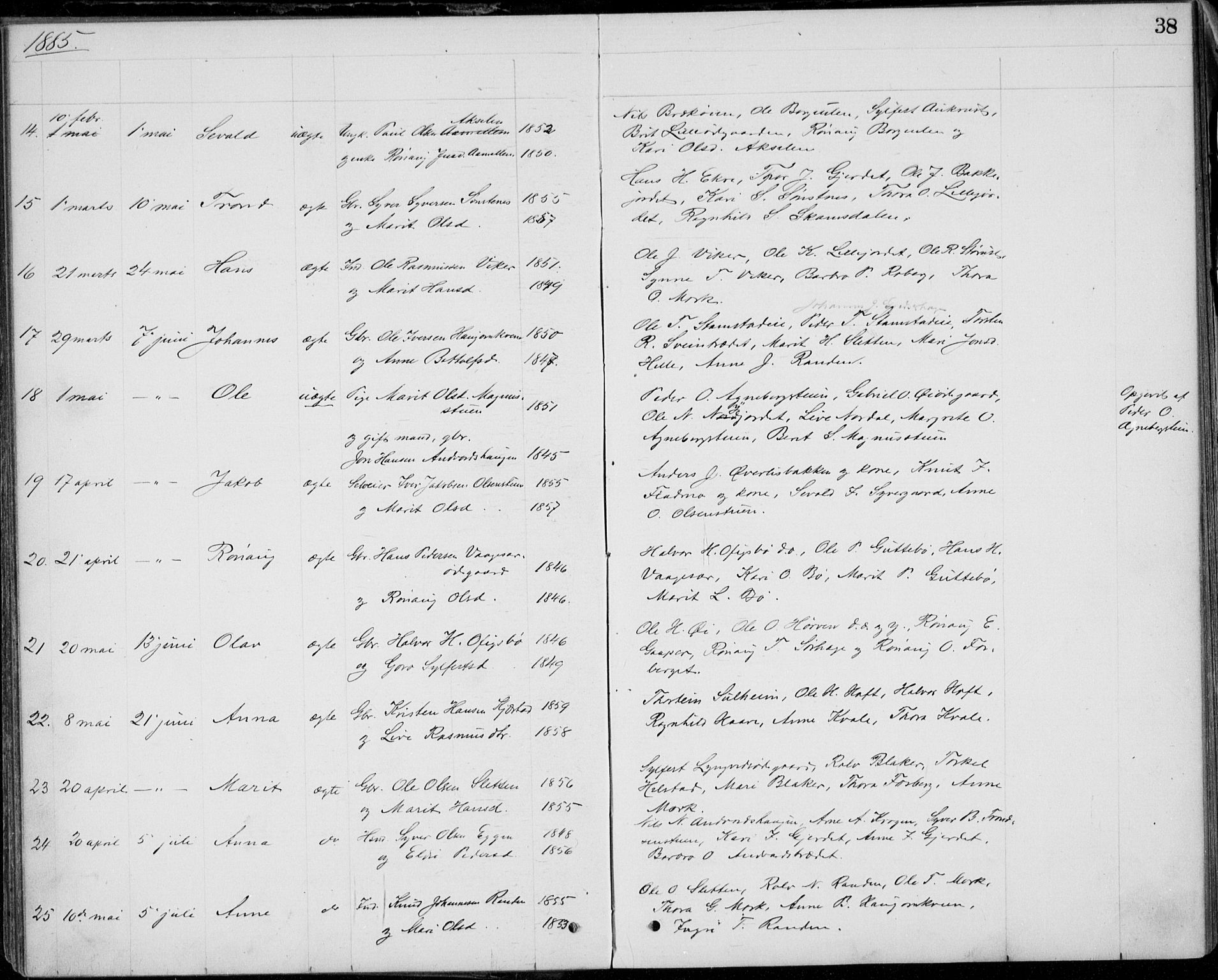 Lom prestekontor, AV/SAH-PREST-070/L/L0013: Parish register (copy) no. 13, 1874-1938, p. 38