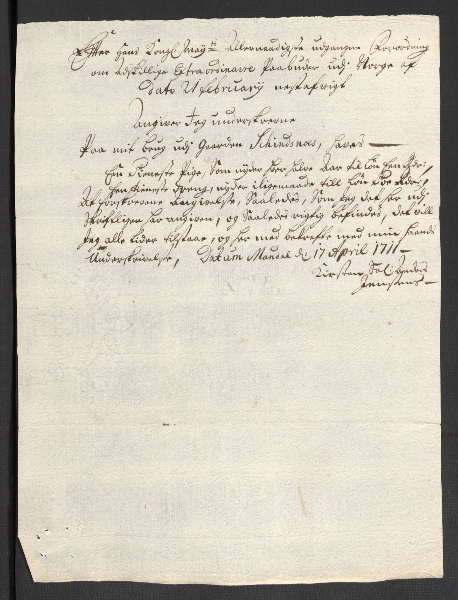 Rentekammeret inntil 1814, Reviderte regnskaper, Fogderegnskap, AV/RA-EA-4092/R43/L2554: Fogderegnskap Lista og Mandal, 1711, p. 474