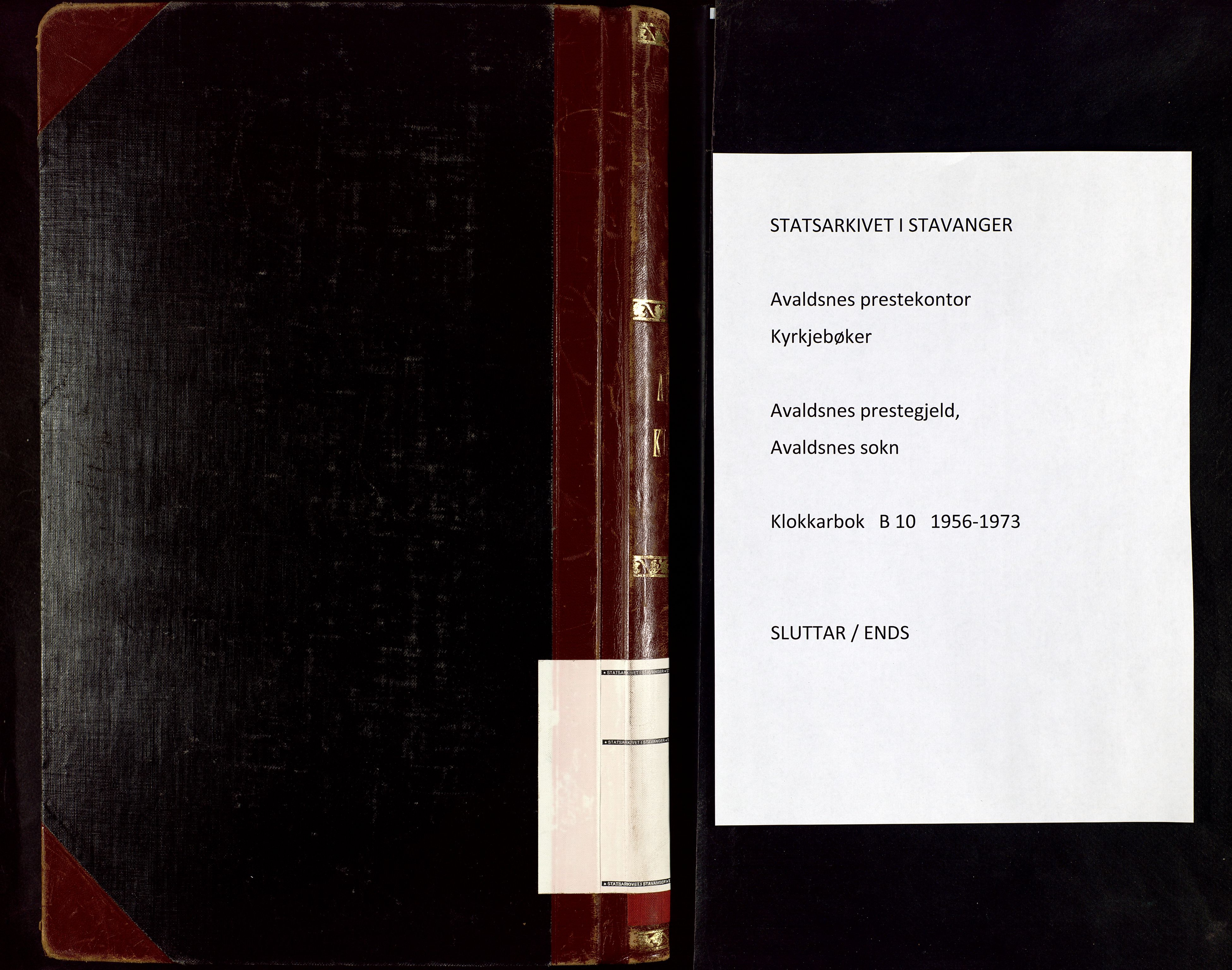 Avaldsnes sokneprestkontor, AV/SAST-A -101851/H/Ha/Hab/L0010: Parish register (copy) no. B 10, 1956-1973