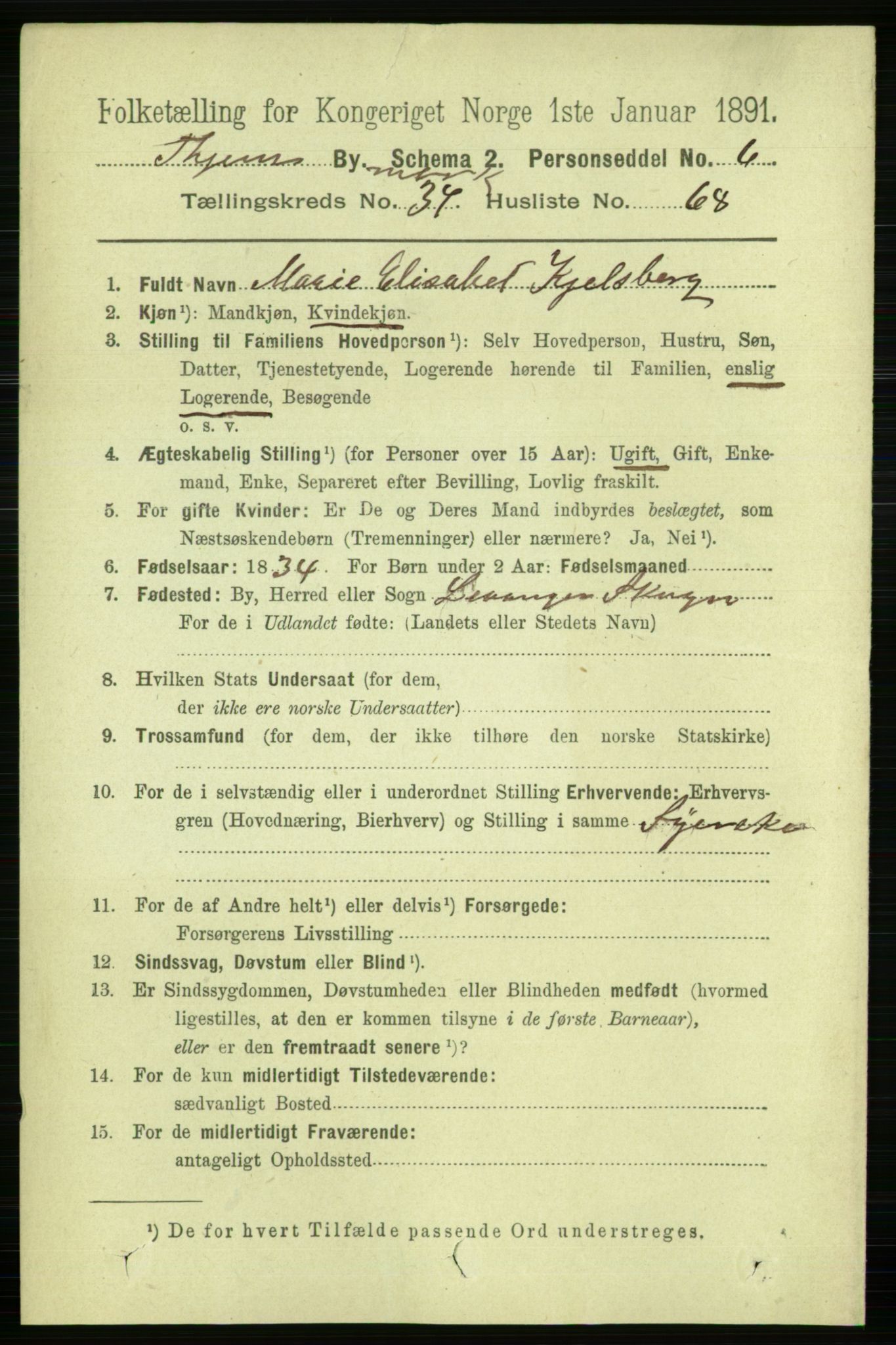 RA, 1891 census for 1601 Trondheim, 1891, p. 28540