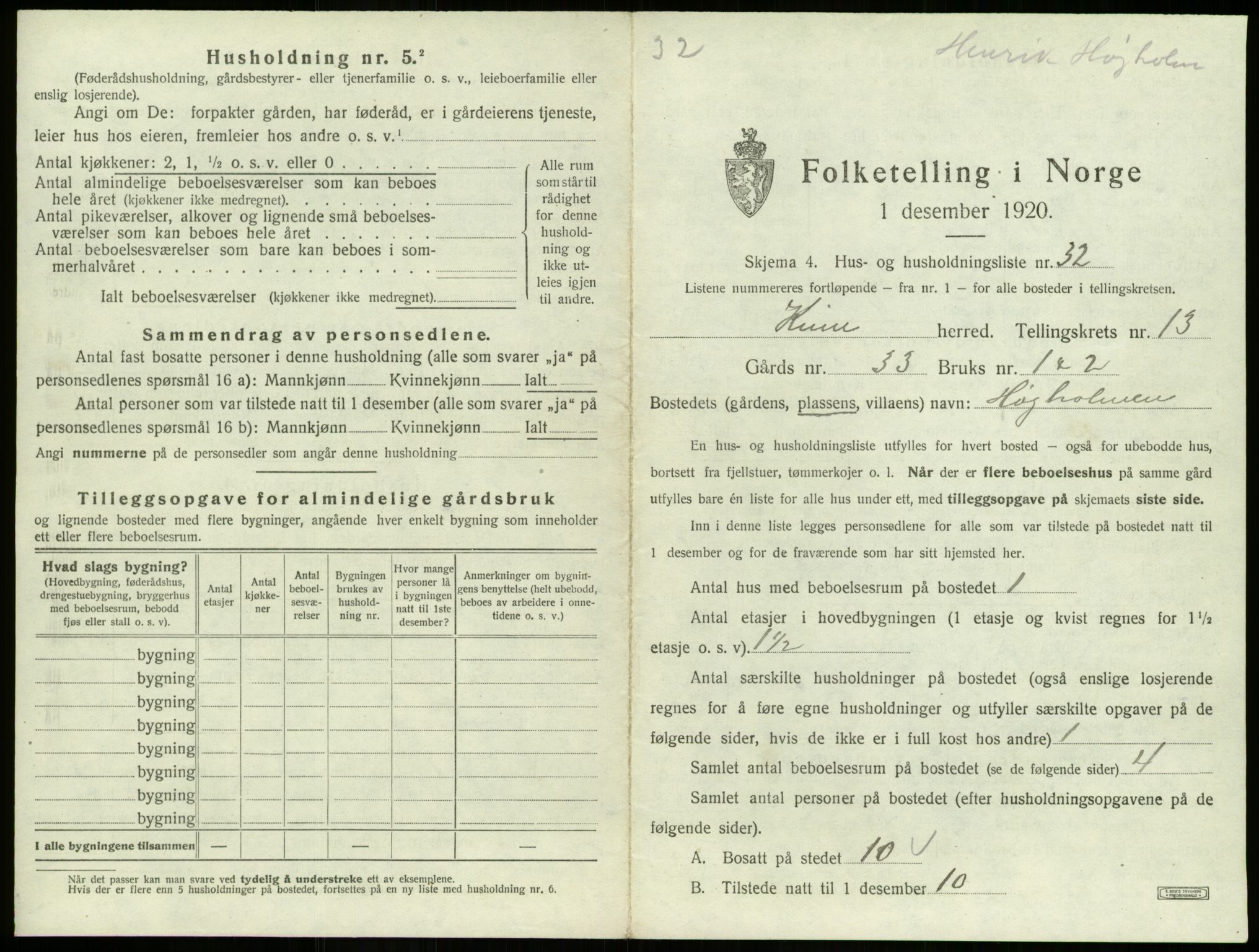 SAB, 1920 census for Kinn, 1920, p. 612