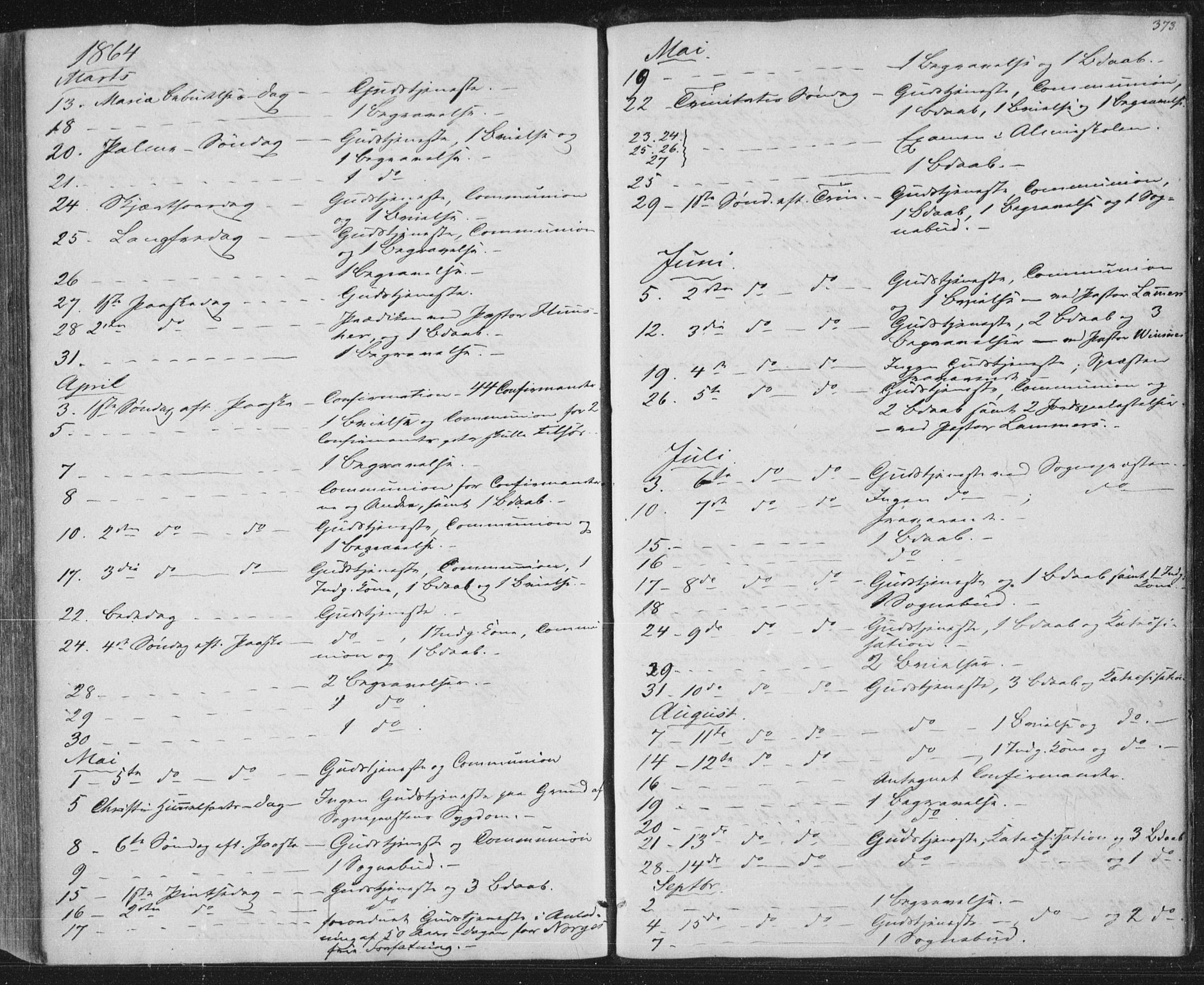 Brevik kirkebøker, AV/SAKO-A-255/F/Fa/L0005: Parish register (official) no. 5, 1847-1865, p. 373