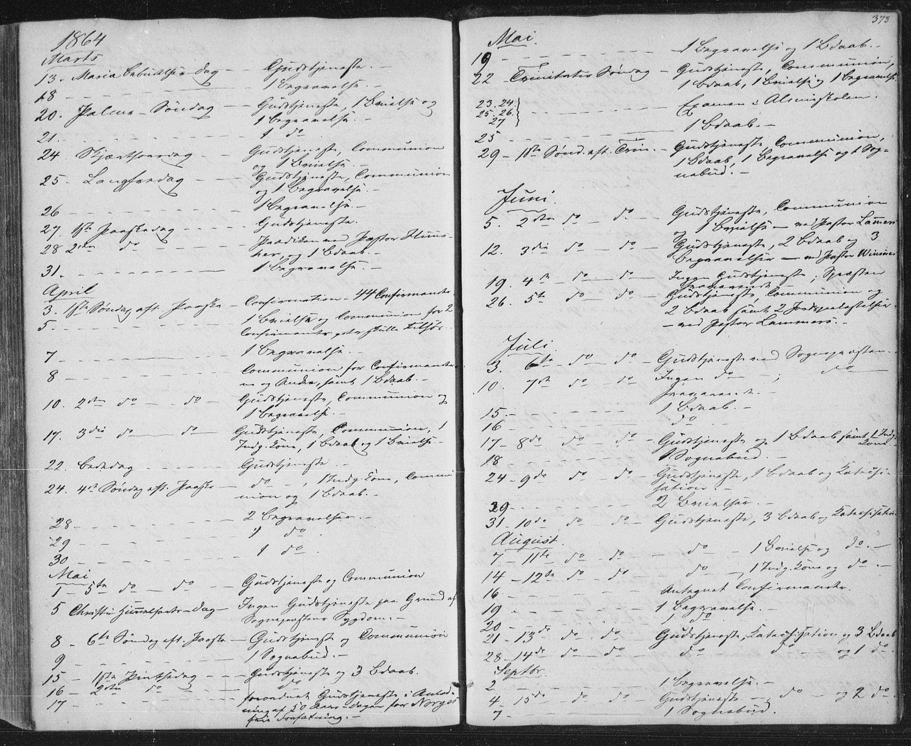 Brevik kirkebøker, AV/SAKO-A-255/F/Fa/L0005: Parish register (official) no. 5, 1847-1865, p. 373