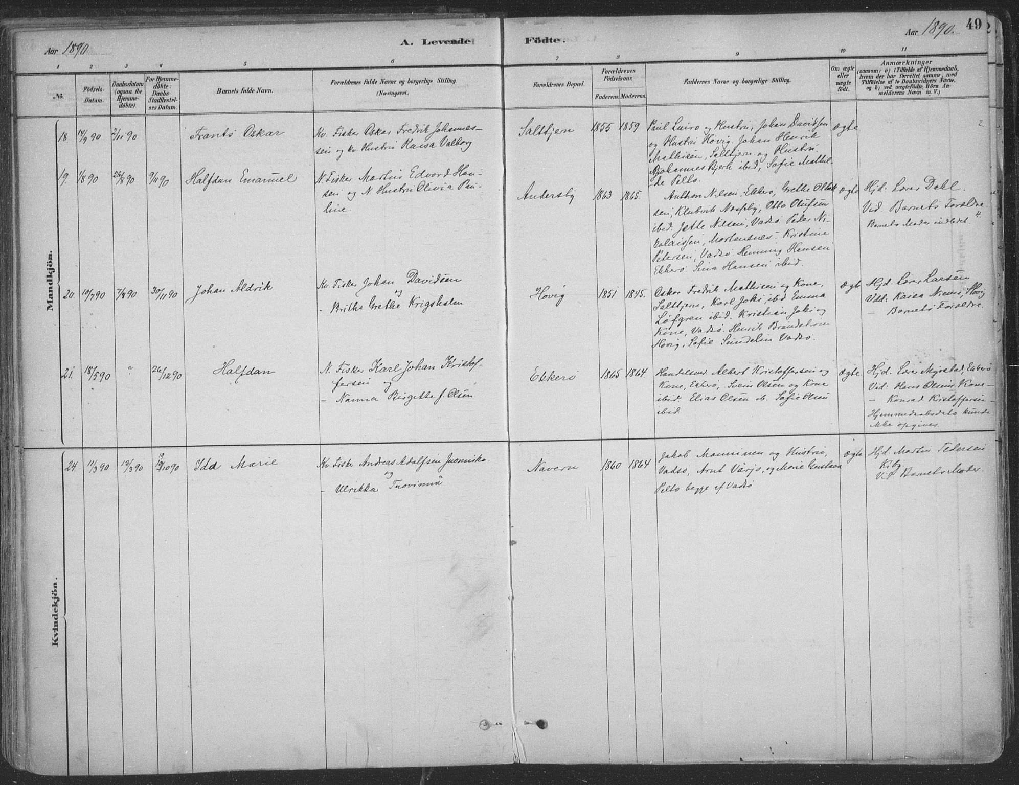 Vadsø sokneprestkontor, SATØ/S-1325/H/Ha/L0009kirke: Parish register (official) no. 9, 1881-1917, p. 49