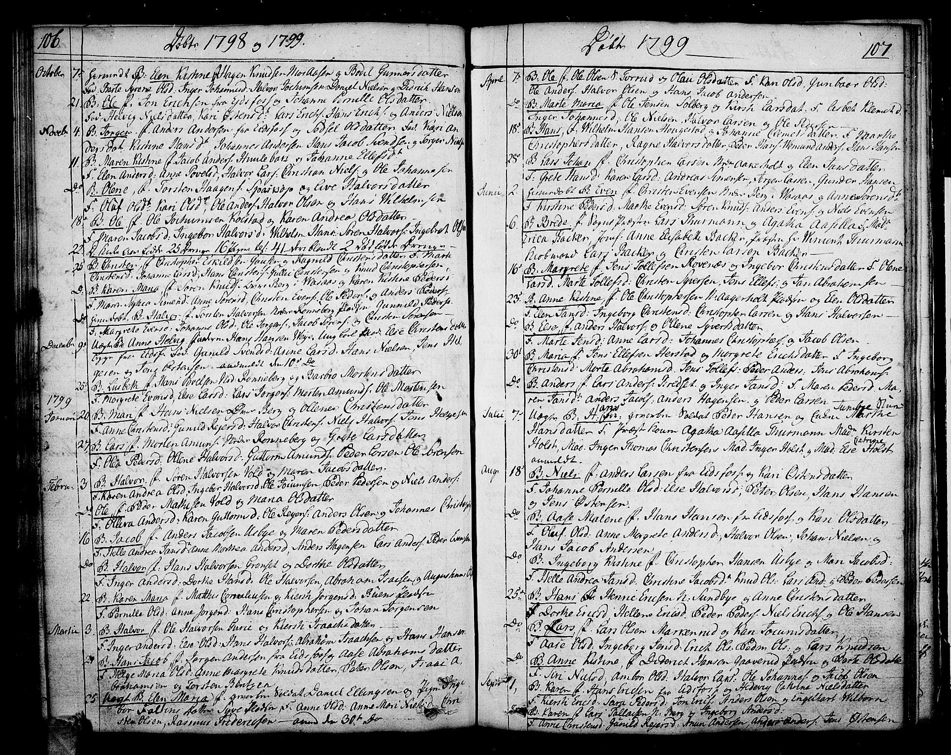 Hof kirkebøker, AV/SAKO-A-64/F/Fa/L0003: Parish register (official) no. I 3, 1782-1814, p. 106-107