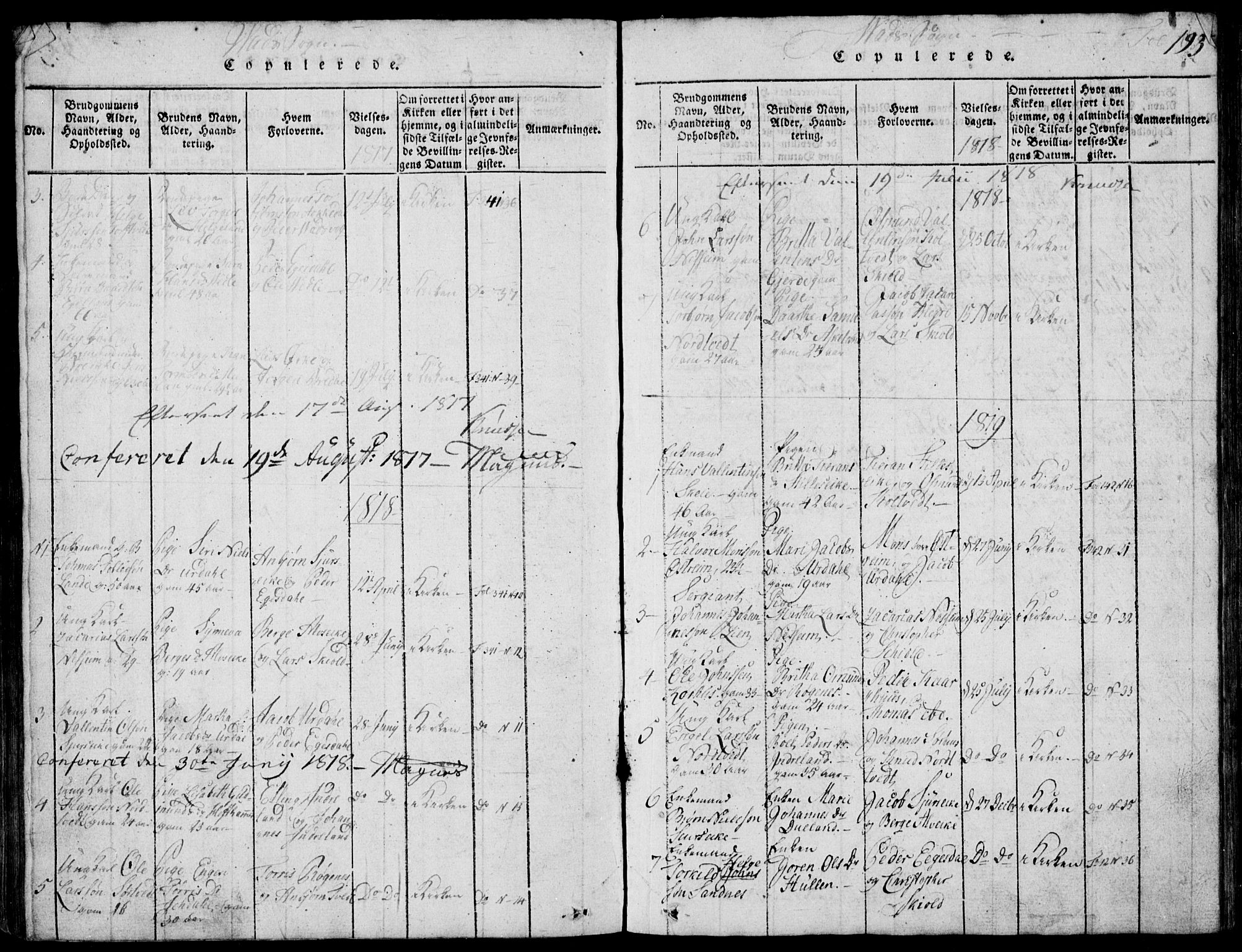 Skjold sokneprestkontor, AV/SAST-A-101847/H/Ha/Hab/L0002: Parish register (copy) no. B 2 /2, 1815-1830, p. 193