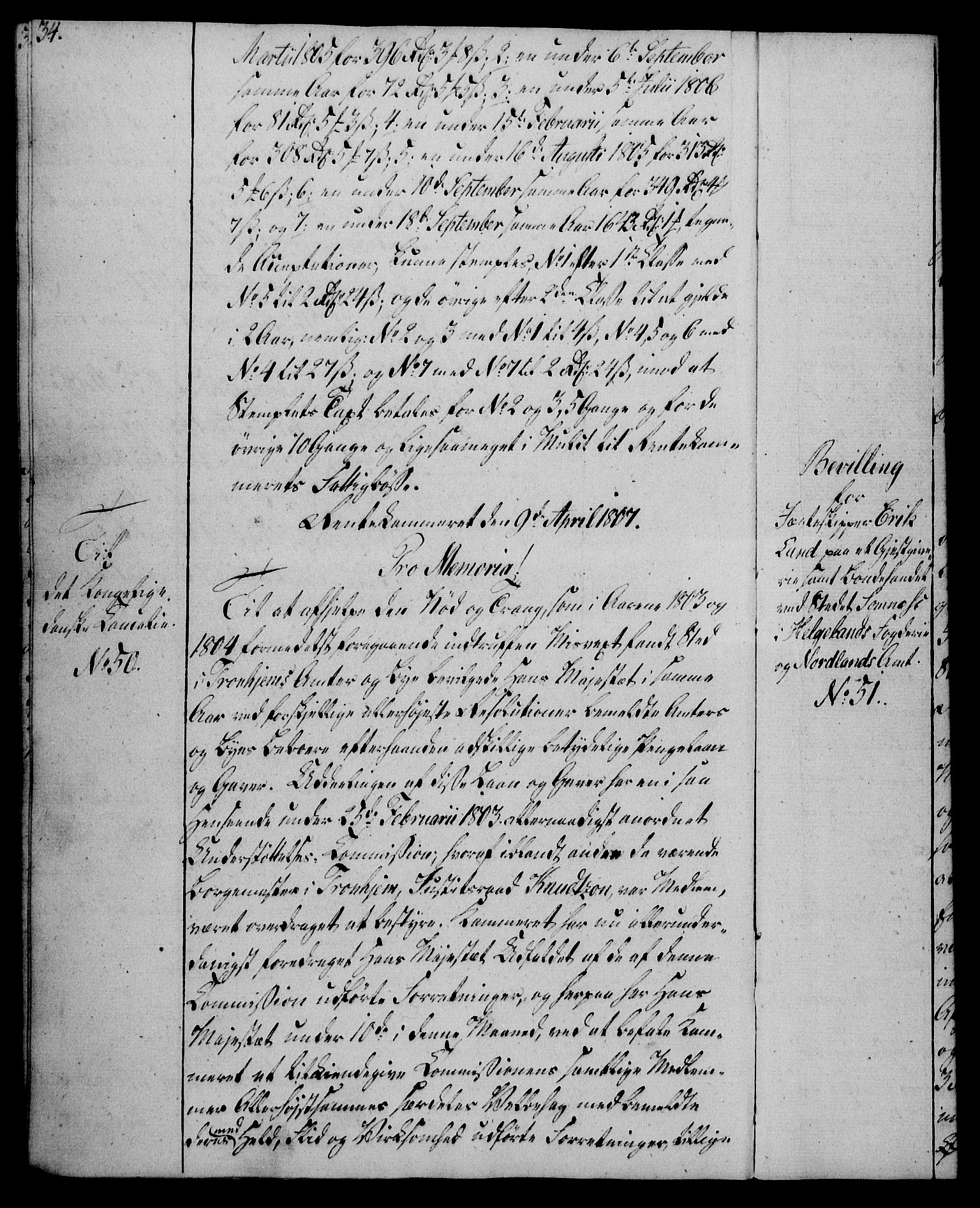 Rentekammeret, Kammerkanselliet, RA/EA-3111/G/Gg/Gga/L0019: Norsk ekspedisjonsprotokoll med register (merket RK 53.19), 1807-1810, p. 34