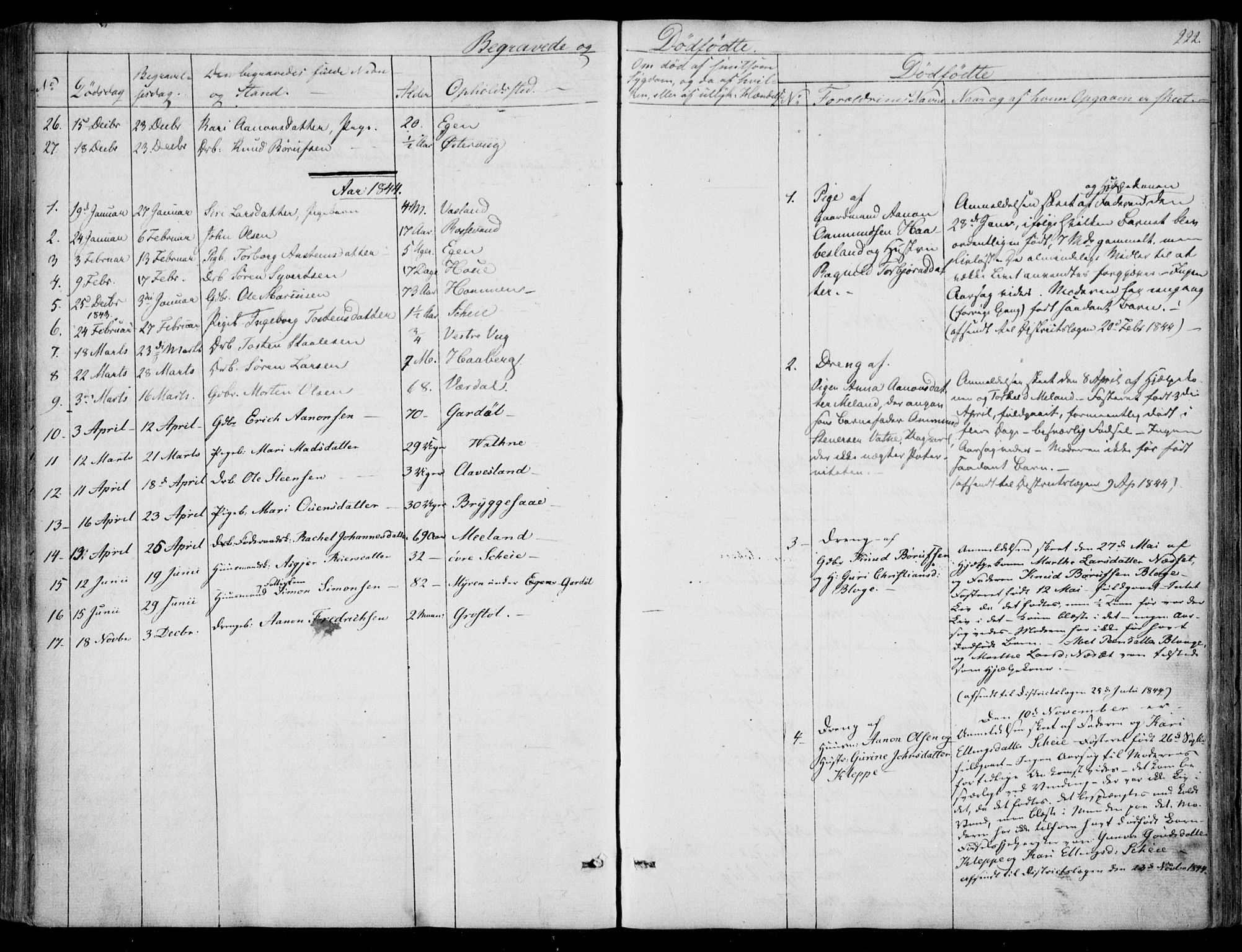 Hægebostad sokneprestkontor, SAK/1111-0024/F/Fa/Fab/L0002: Parish register (official) no. A 2, 1836-1872, p. 222