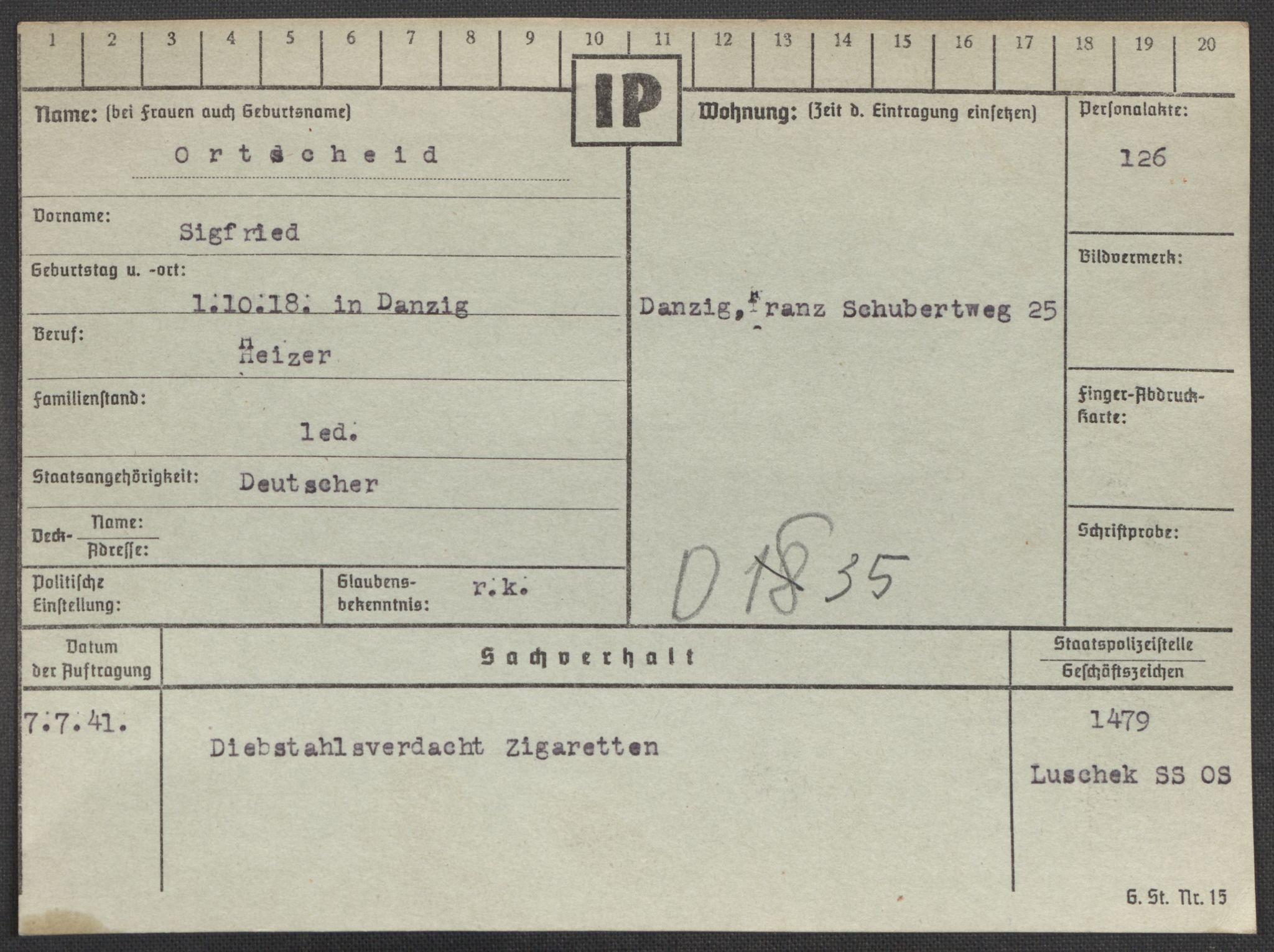 Befehlshaber der Sicherheitspolizei und des SD, AV/RA-RAFA-5969/E/Ea/Eaa/L0008: Register over norske fanger i Møllergata 19: Oelze-Ru, 1940-1945, p. 490