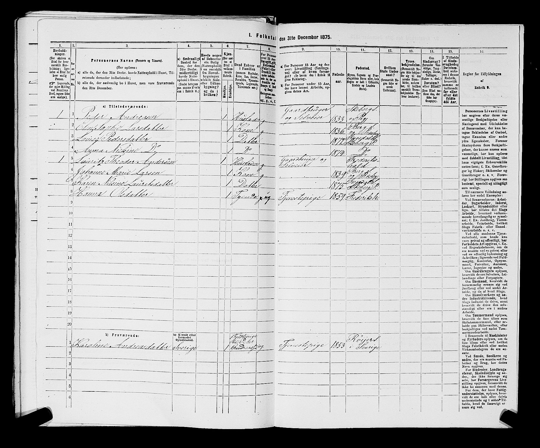 RA, 1875 census for 0115P Skjeberg, 1875, p. 1007