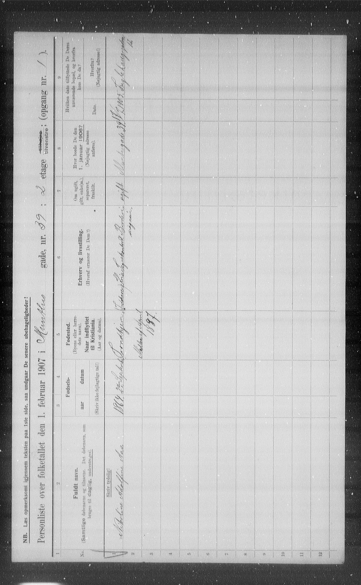 OBA, Municipal Census 1907 for Kristiania, 1907, p. 34833