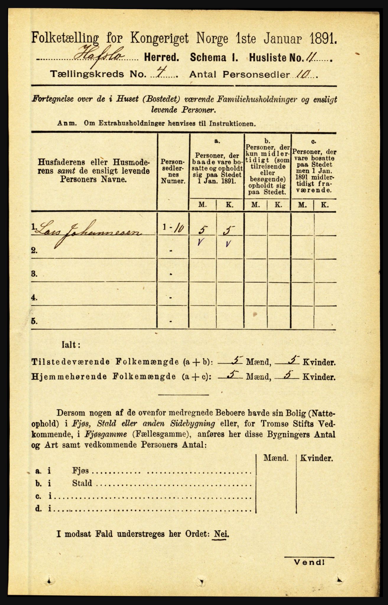 RA, 1891 census for 1425 Hafslo, 1891, p. 1526