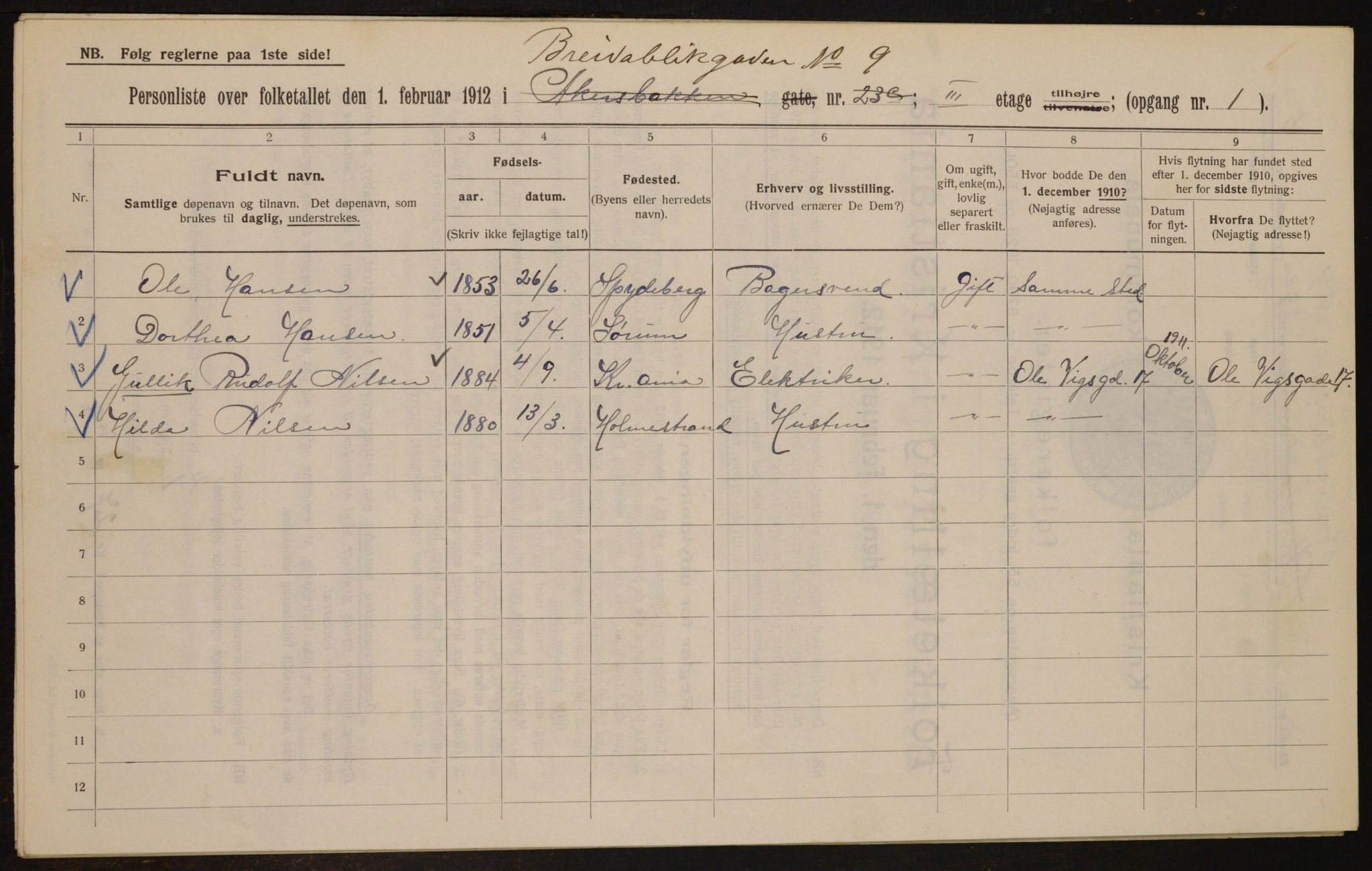 OBA, Municipal Census 1912 for Kristiania, 1912, p. 7984