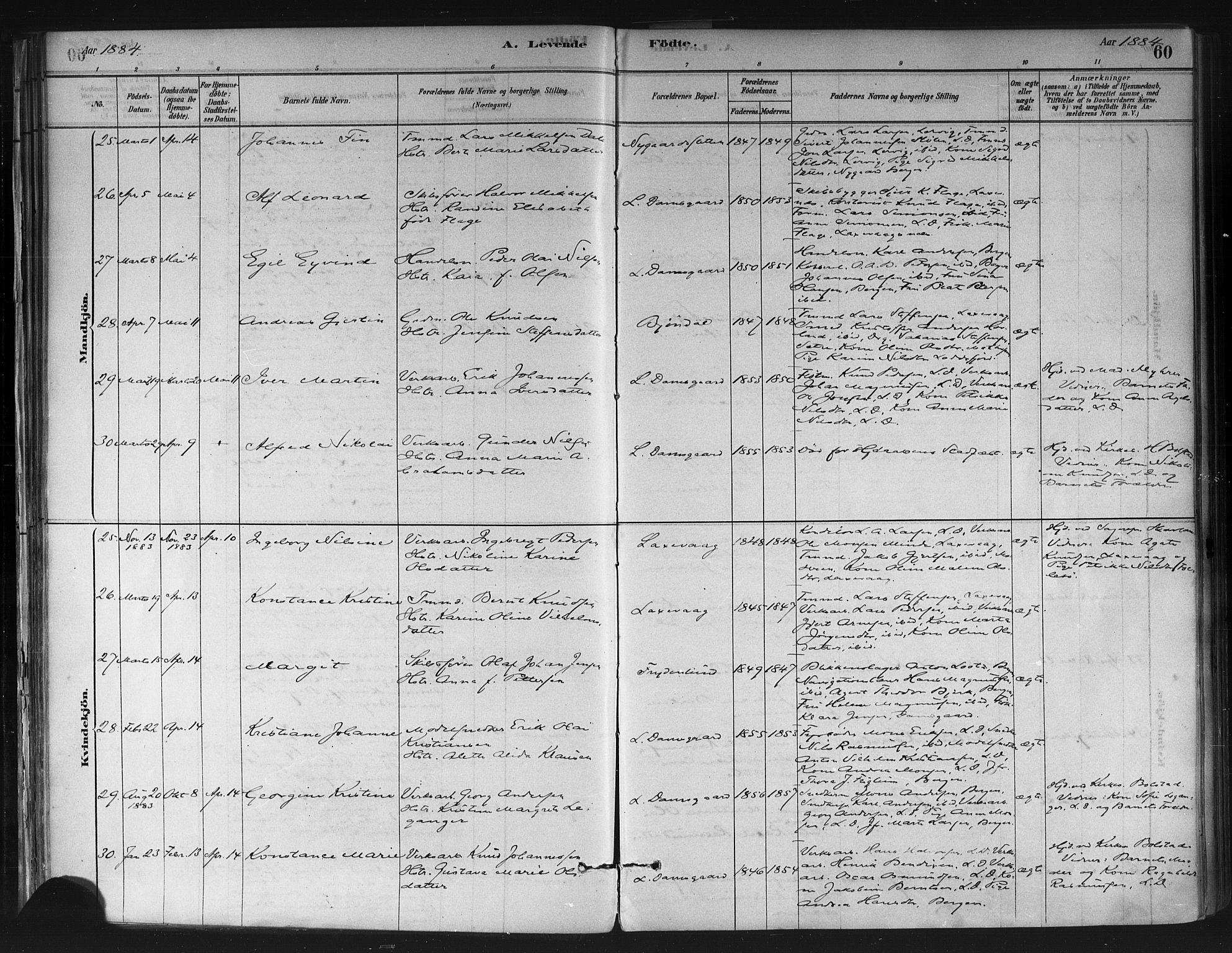 Askøy Sokneprestembete, AV/SAB-A-74101/H/Ha/Haa/Haae/L0002: Parish register (official) no. E 2, 1878-1891, p. 60