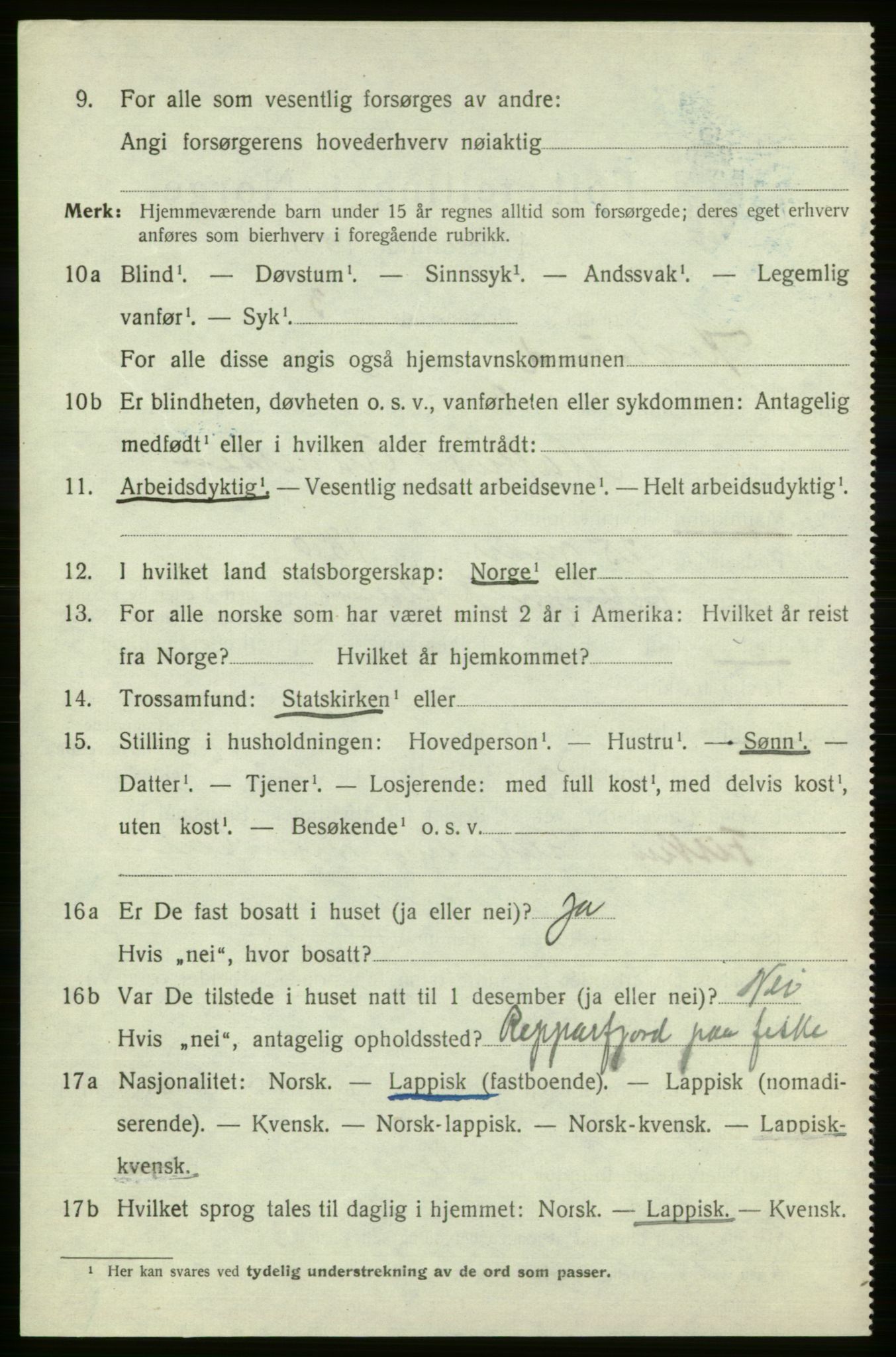 SATØ, 1920 census for , 1920, p. 1997