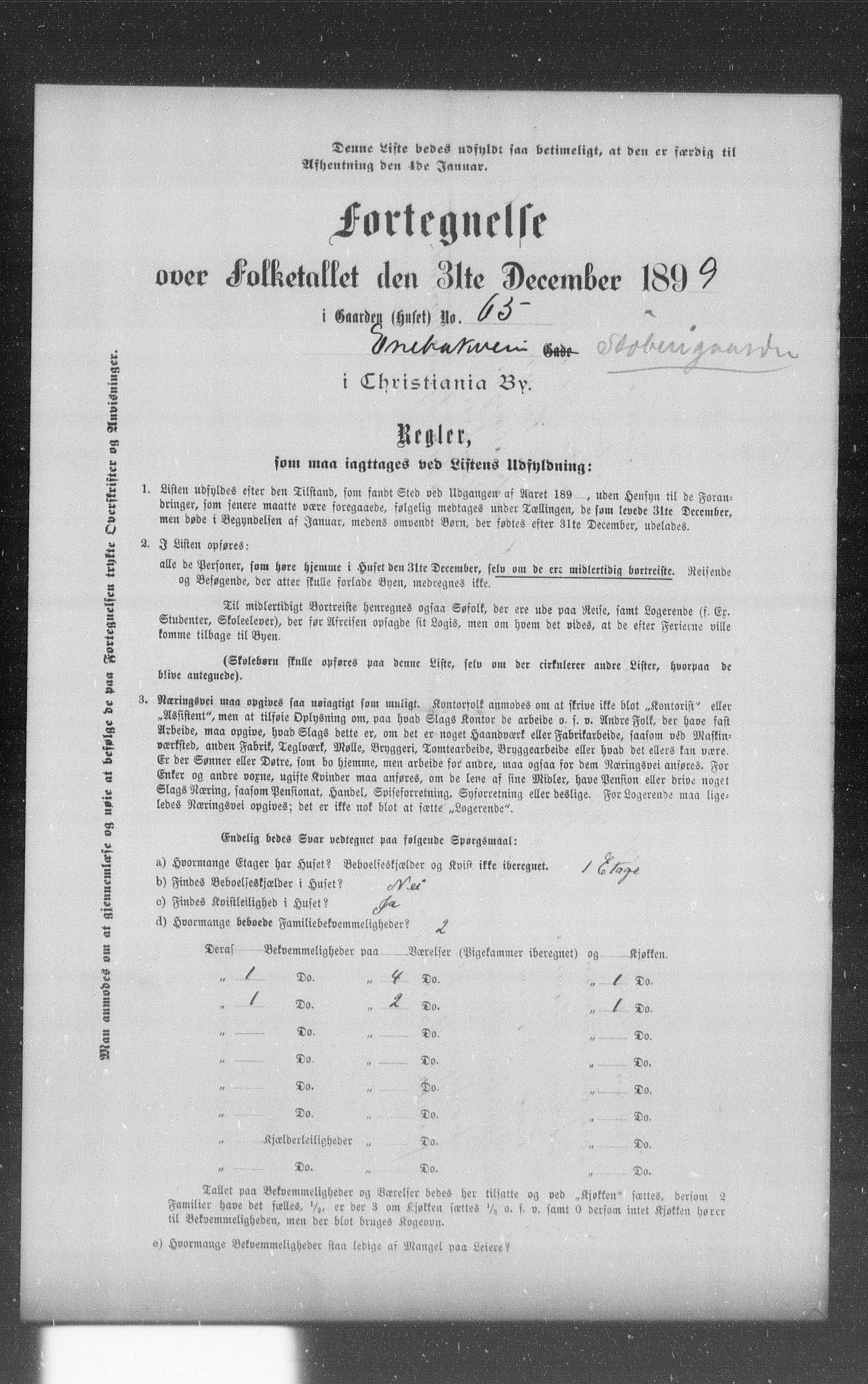 OBA, Municipal Census 1899 for Kristiania, 1899, p. 2758