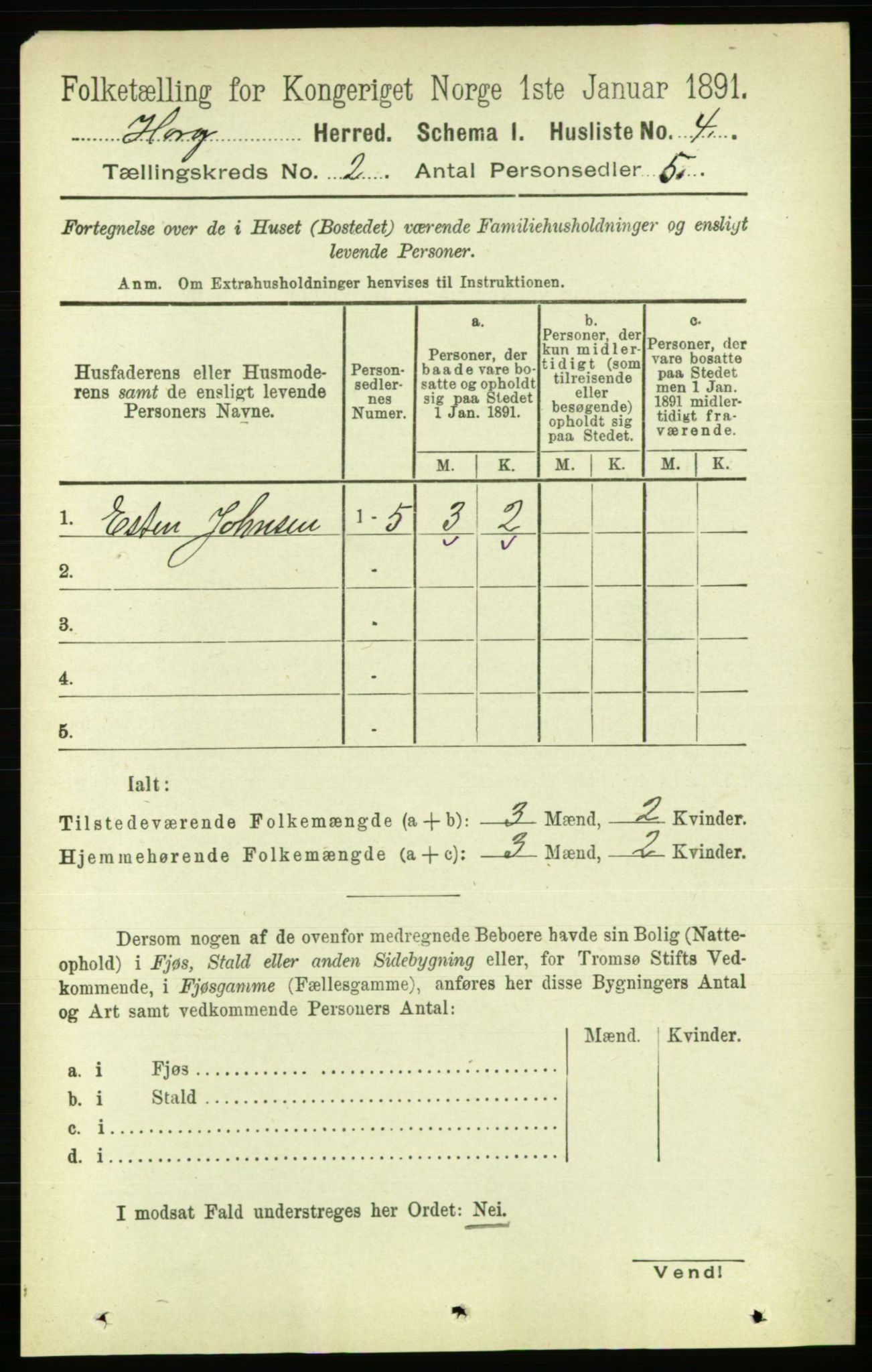 RA, 1891 census for 1650 Horg, 1891, p. 596