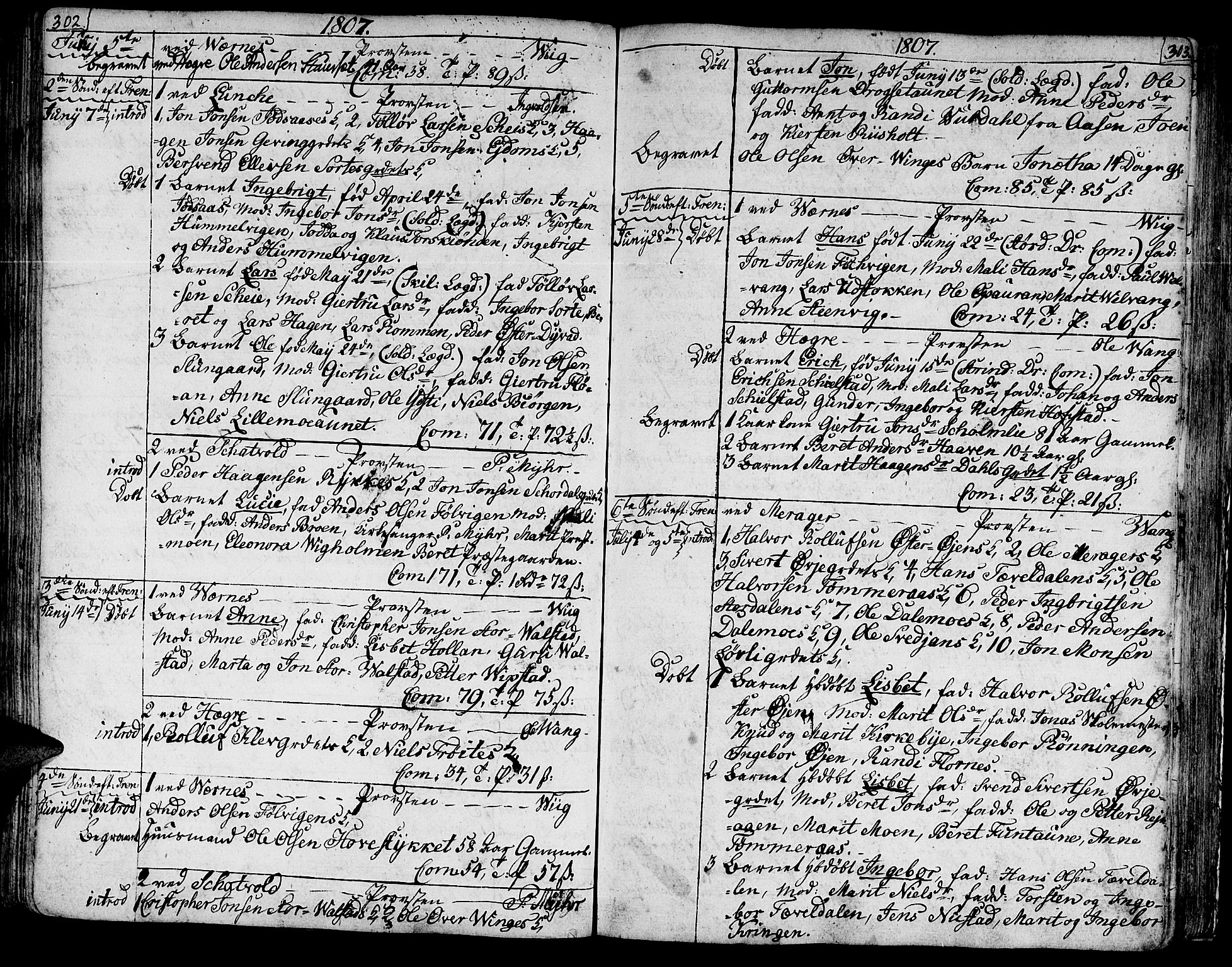 Ministerialprotokoller, klokkerbøker og fødselsregistre - Nord-Trøndelag, SAT/A-1458/709/L0060: Parish register (official) no. 709A07, 1797-1815, p. 302-303