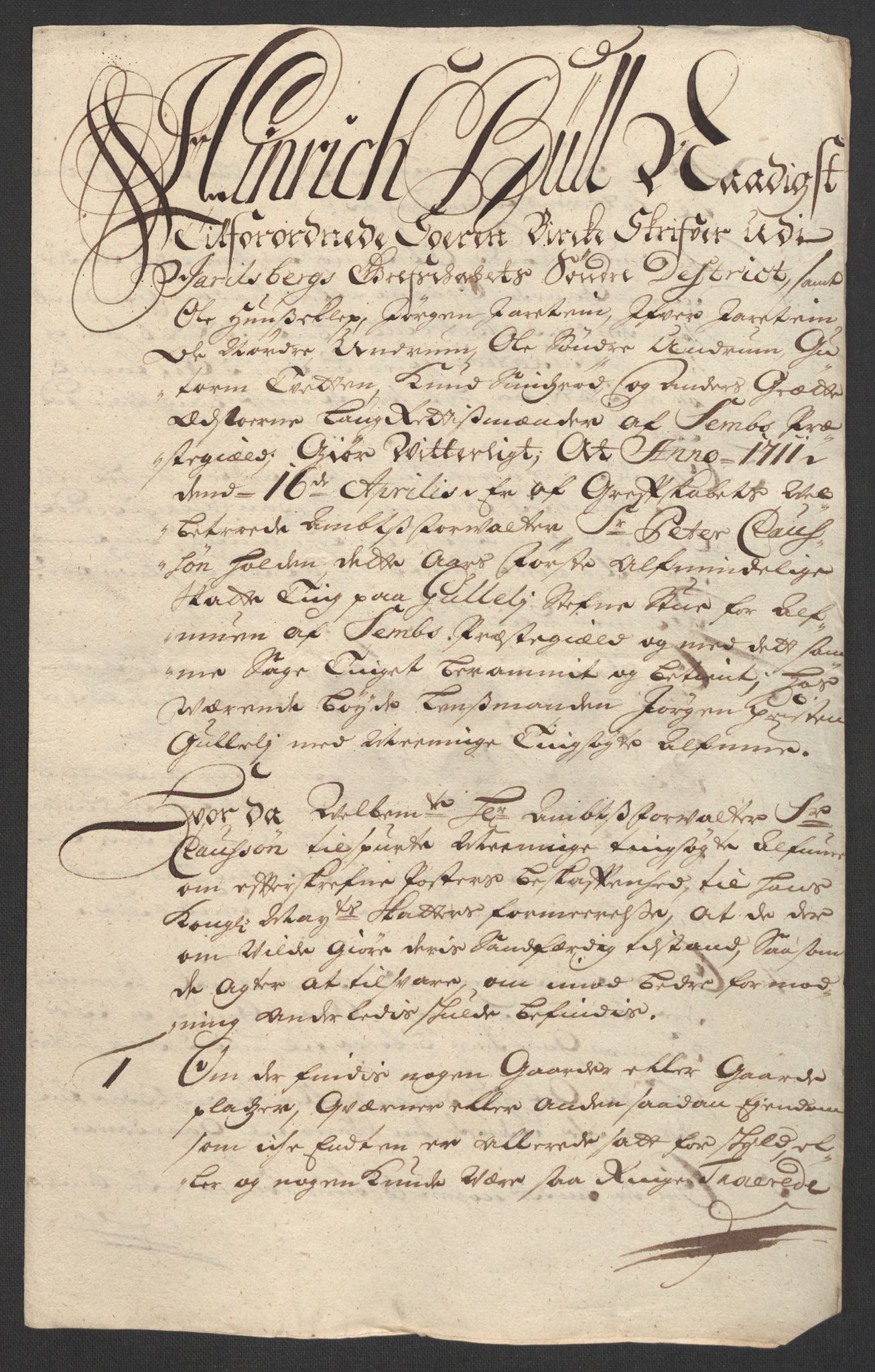 Rentekammeret inntil 1814, Reviderte regnskaper, Fogderegnskap, RA/EA-4092/R32/L1876: Fogderegnskap Jarlsberg grevskap, 1711, p. 365