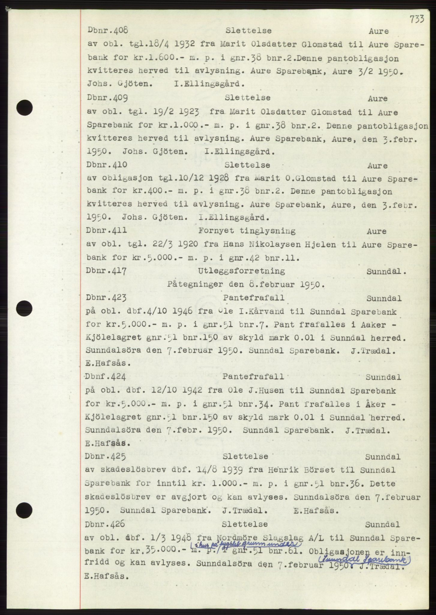 Nordmøre sorenskriveri, AV/SAT-A-4132/1/2/2Ca: Mortgage book no. C82b, 1946-1951, Diary no: : 408/1950