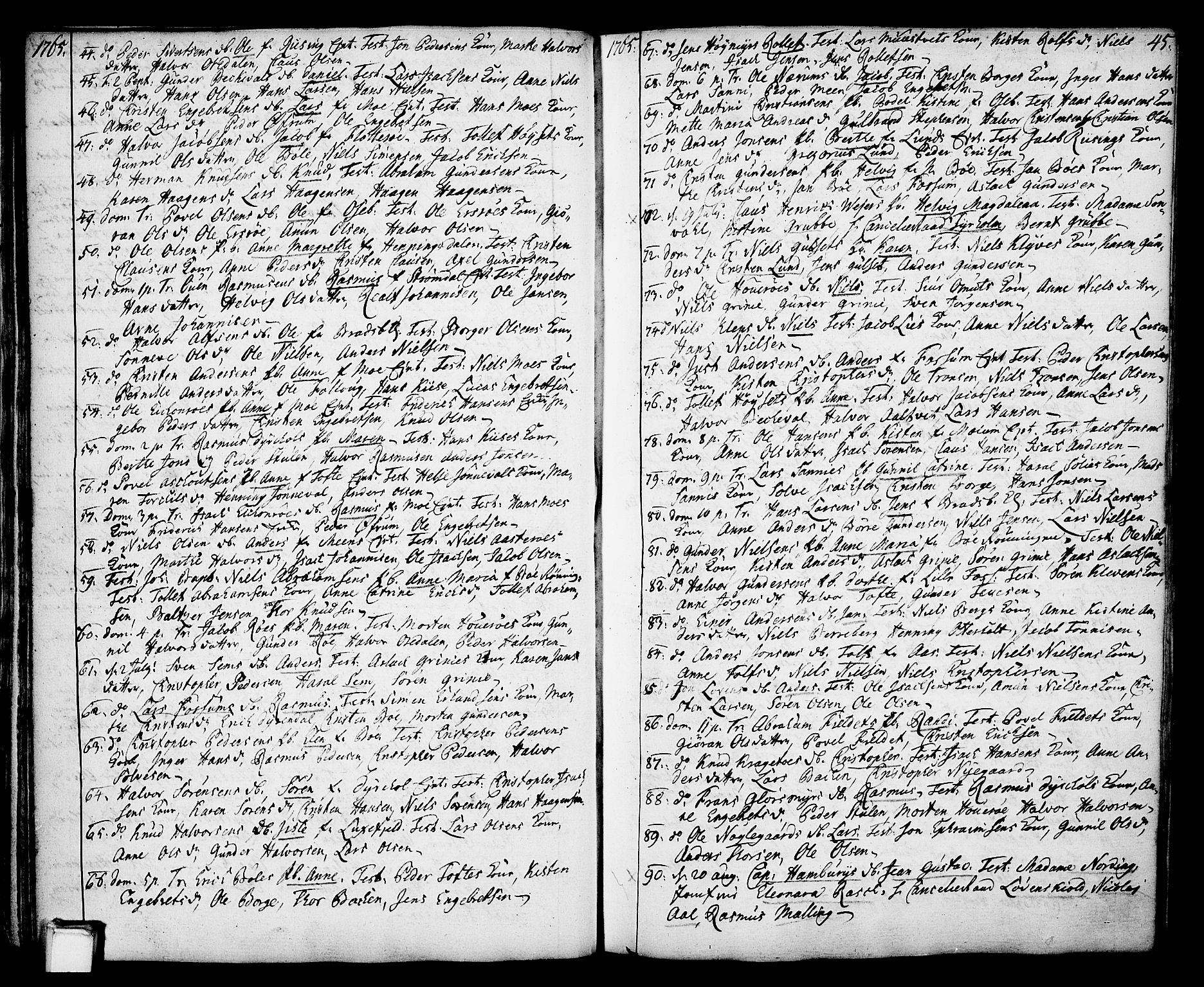 Gjerpen kirkebøker, SAKO/A-265/F/Fa/L0002: Parish register (official) no. I 2, 1747-1795, p. 45