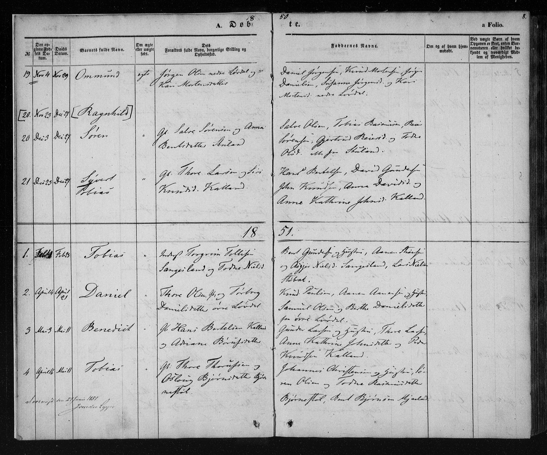 Holum sokneprestkontor, AV/SAK-1111-0022/F/Fa/Fab/L0005: Parish register (official) no. A 5, 1847-1874, p. 8