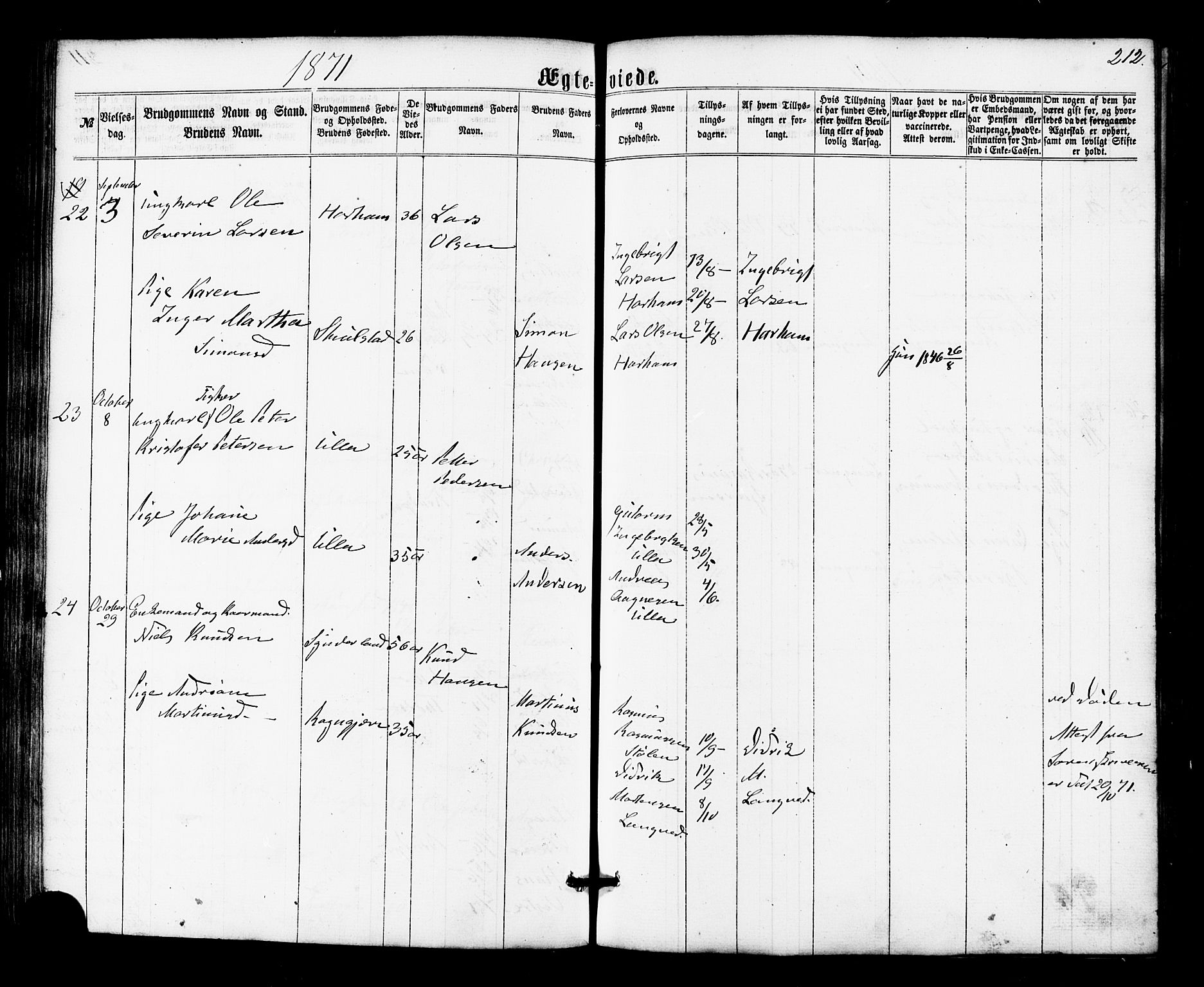 Ministerialprotokoller, klokkerbøker og fødselsregistre - Møre og Romsdal, AV/SAT-A-1454/536/L0498: Parish register (official) no. 536A07, 1862-1875, p. 212