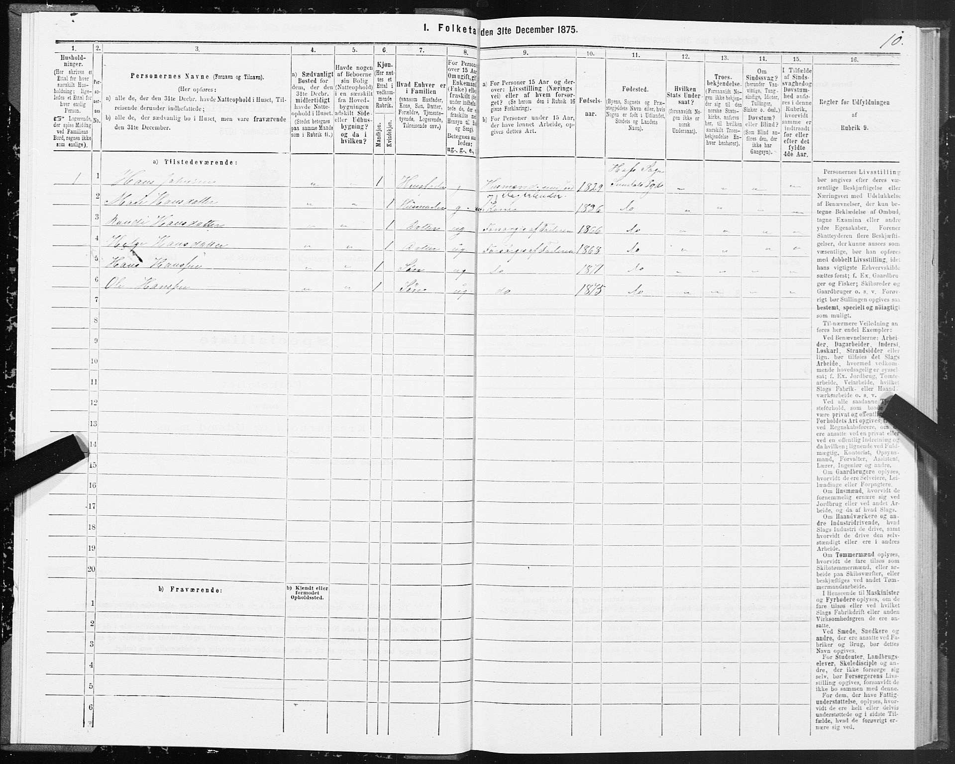 SAT, 1875 census for 1563P Sunndal, 1875, p. 3010