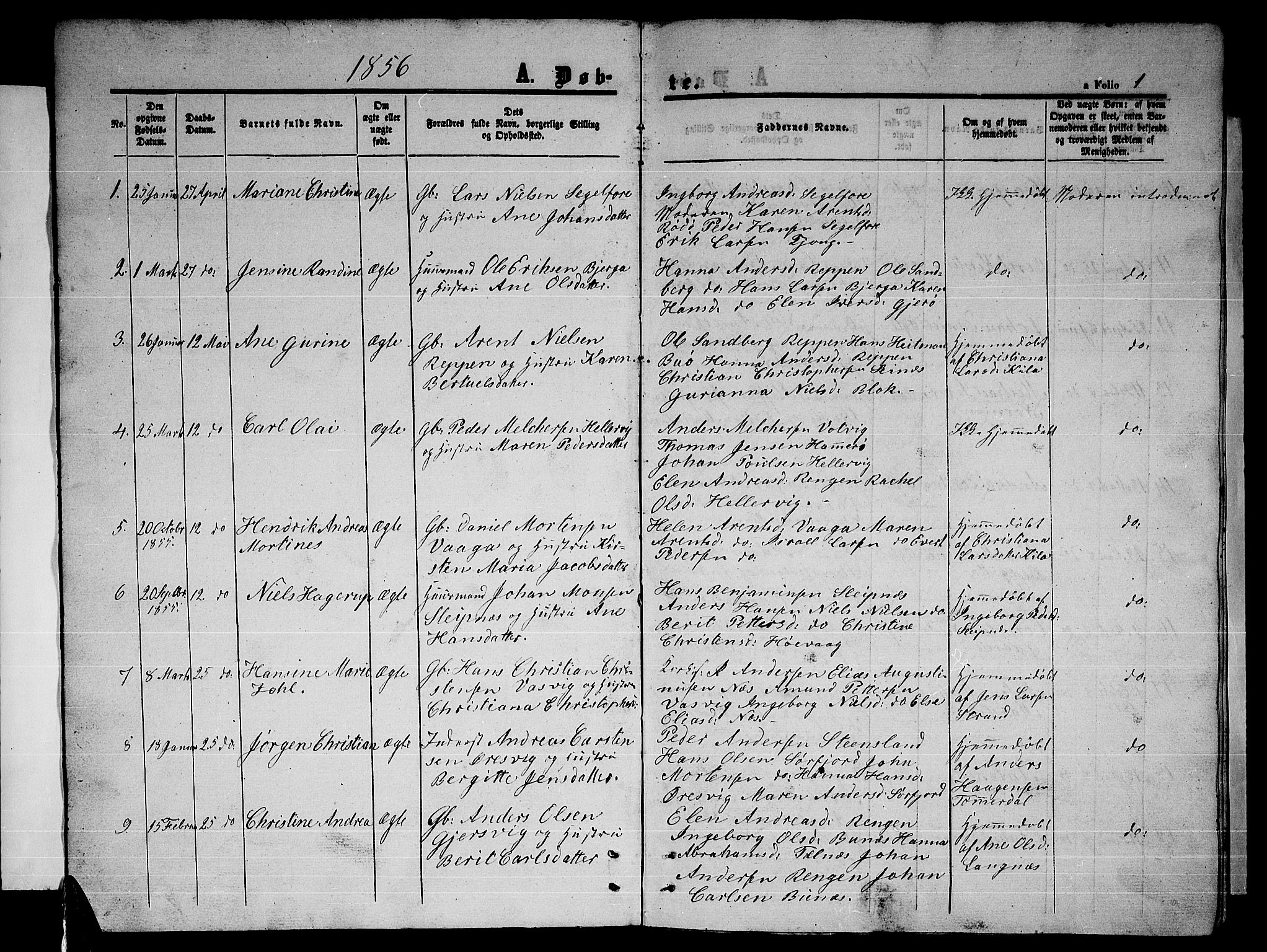 Ministerialprotokoller, klokkerbøker og fødselsregistre - Nordland, SAT/A-1459/841/L0619: Parish register (copy) no. 841C03, 1856-1876, p. 1