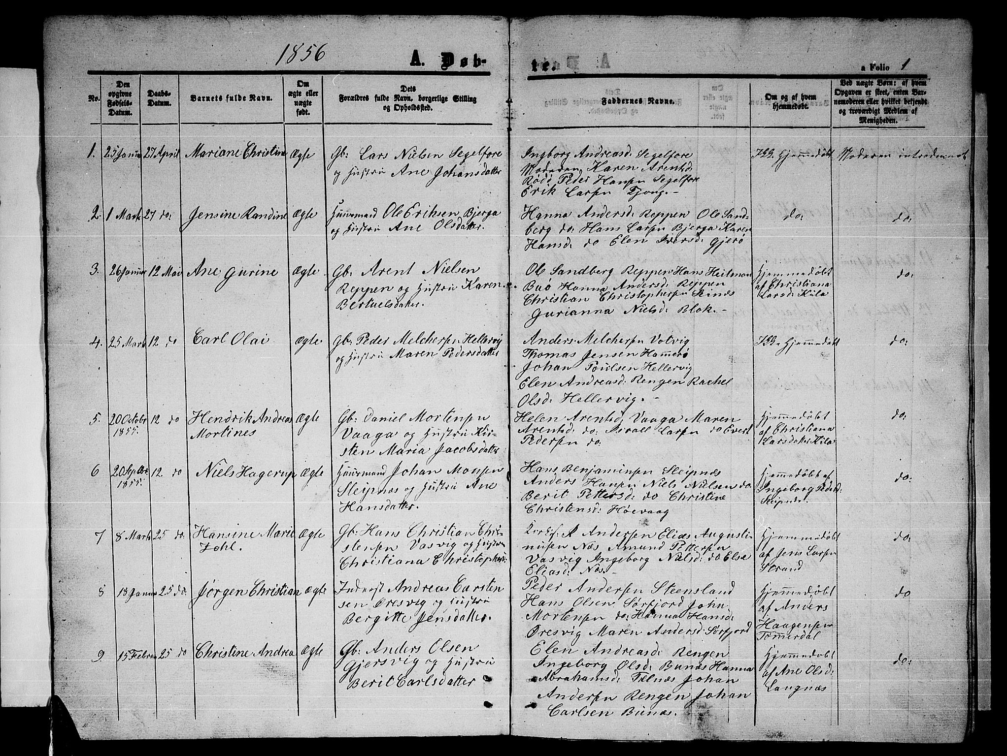 Ministerialprotokoller, klokkerbøker og fødselsregistre - Nordland, AV/SAT-A-1459/841/L0619: Parish register (copy) no. 841C03, 1856-1876, p. 1