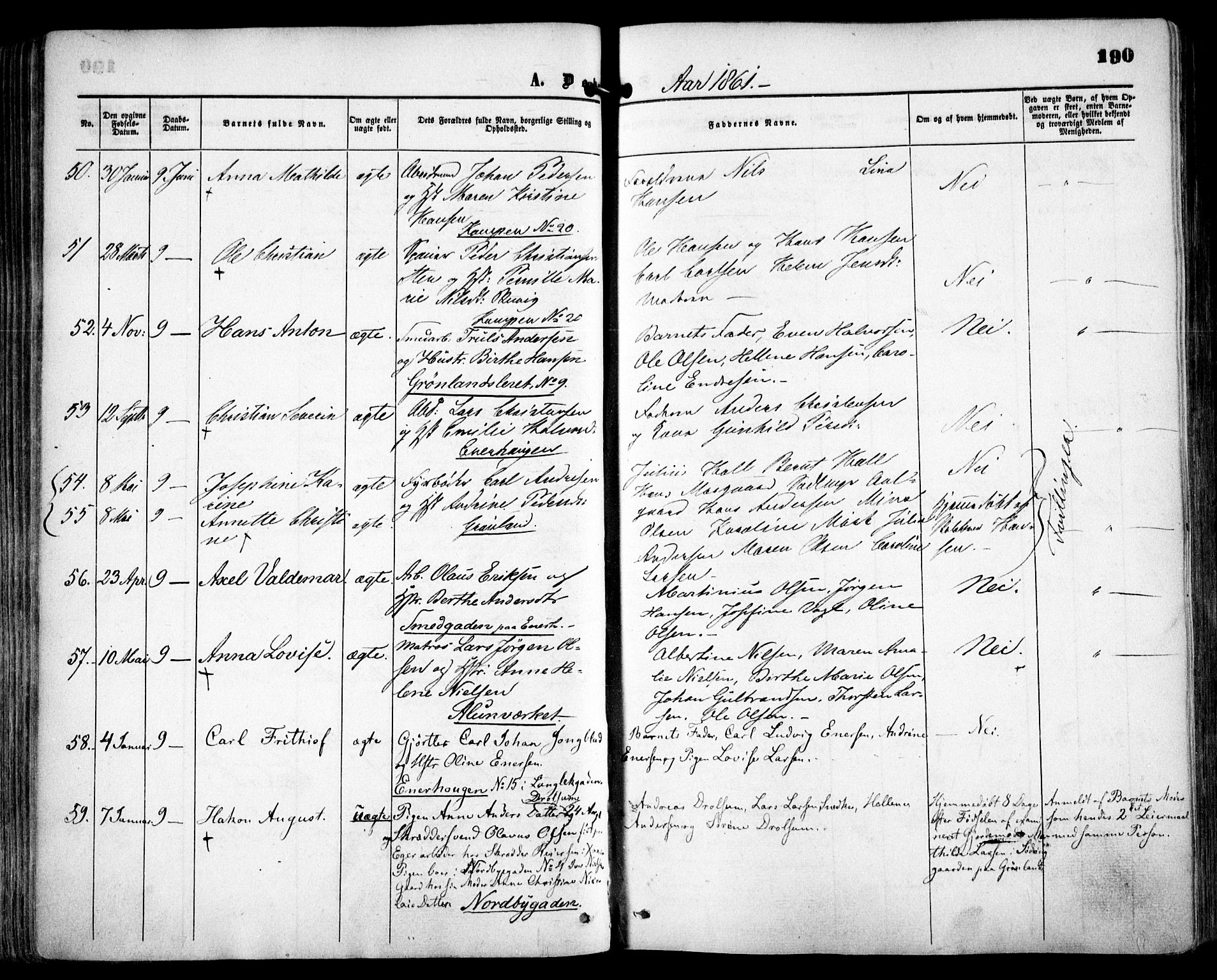 Grønland prestekontor Kirkebøker, SAO/A-10848/F/Fa/L0001: Parish register (official) no. 1, 1859-1861, p. 190