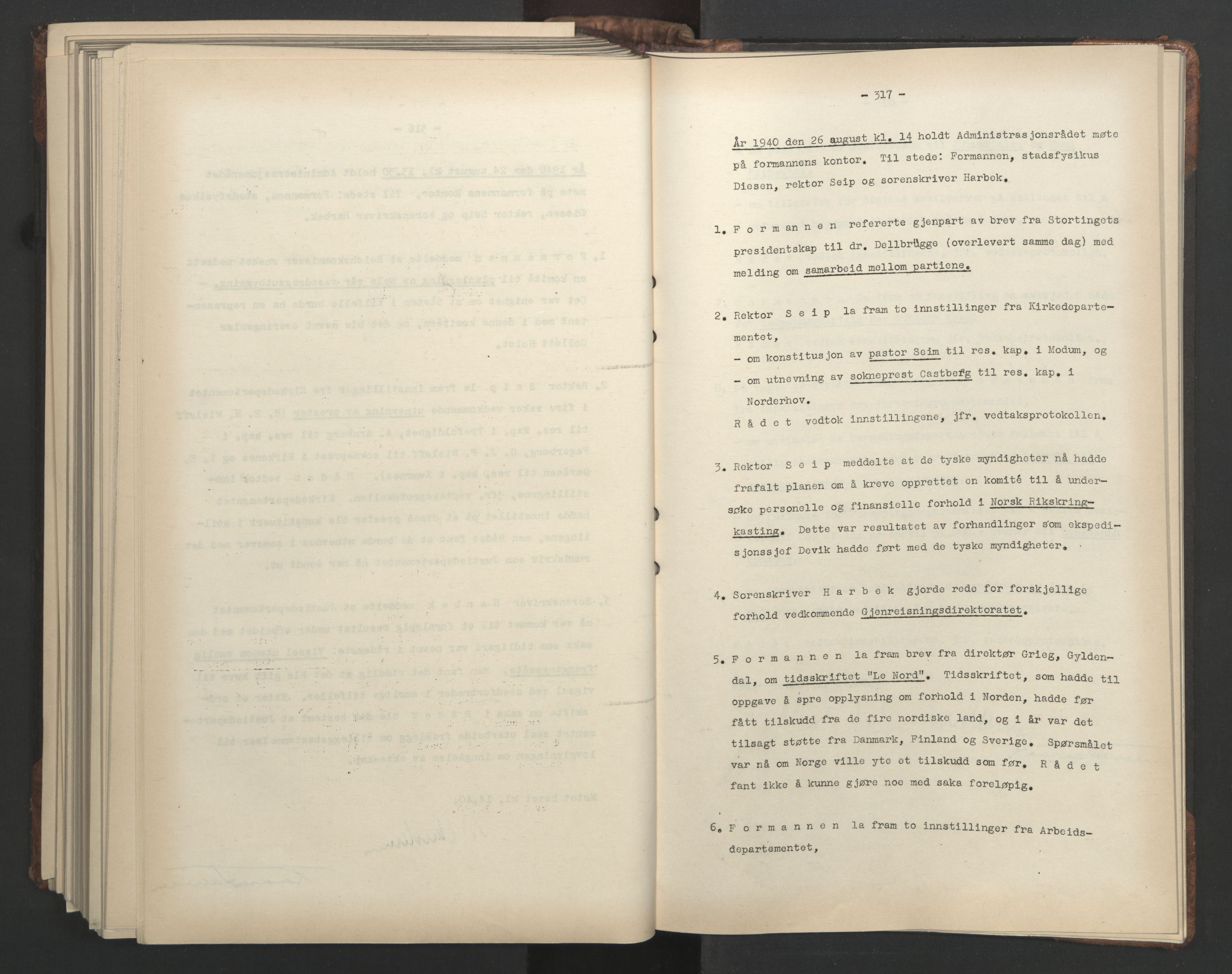 Administrasjonsrådet, AV/RA-S-1004/A/L0001: Møteprotokoll med tillegg 15/4-25/9, 1940, p. 317