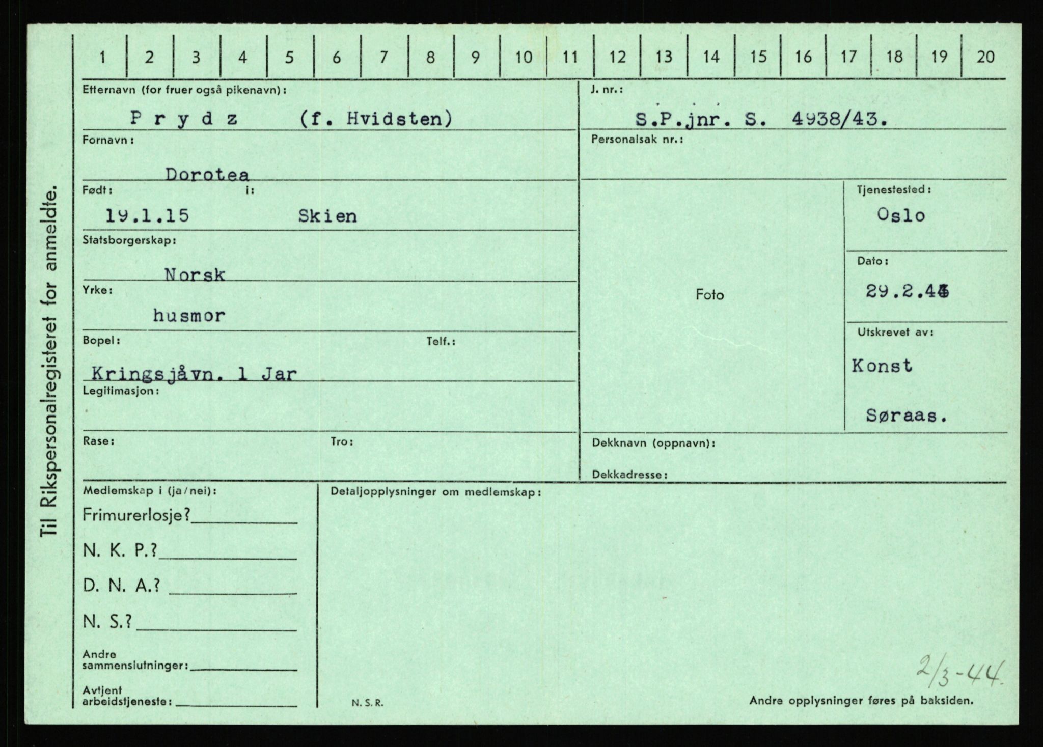 Statspolitiet - Hovedkontoret / Osloavdelingen, AV/RA-S-1329/C/Ca/L0012: Oanæs - Quistgaard	, 1943-1945, p. 4858