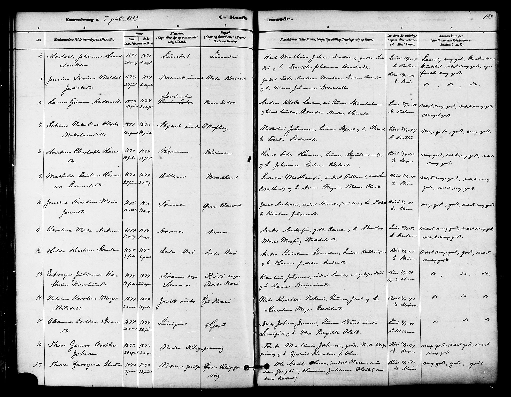 Ministerialprotokoller, klokkerbøker og fødselsregistre - Nordland, AV/SAT-A-1459/839/L0568: Parish register (official) no. 839A05, 1880-1902, p. 193