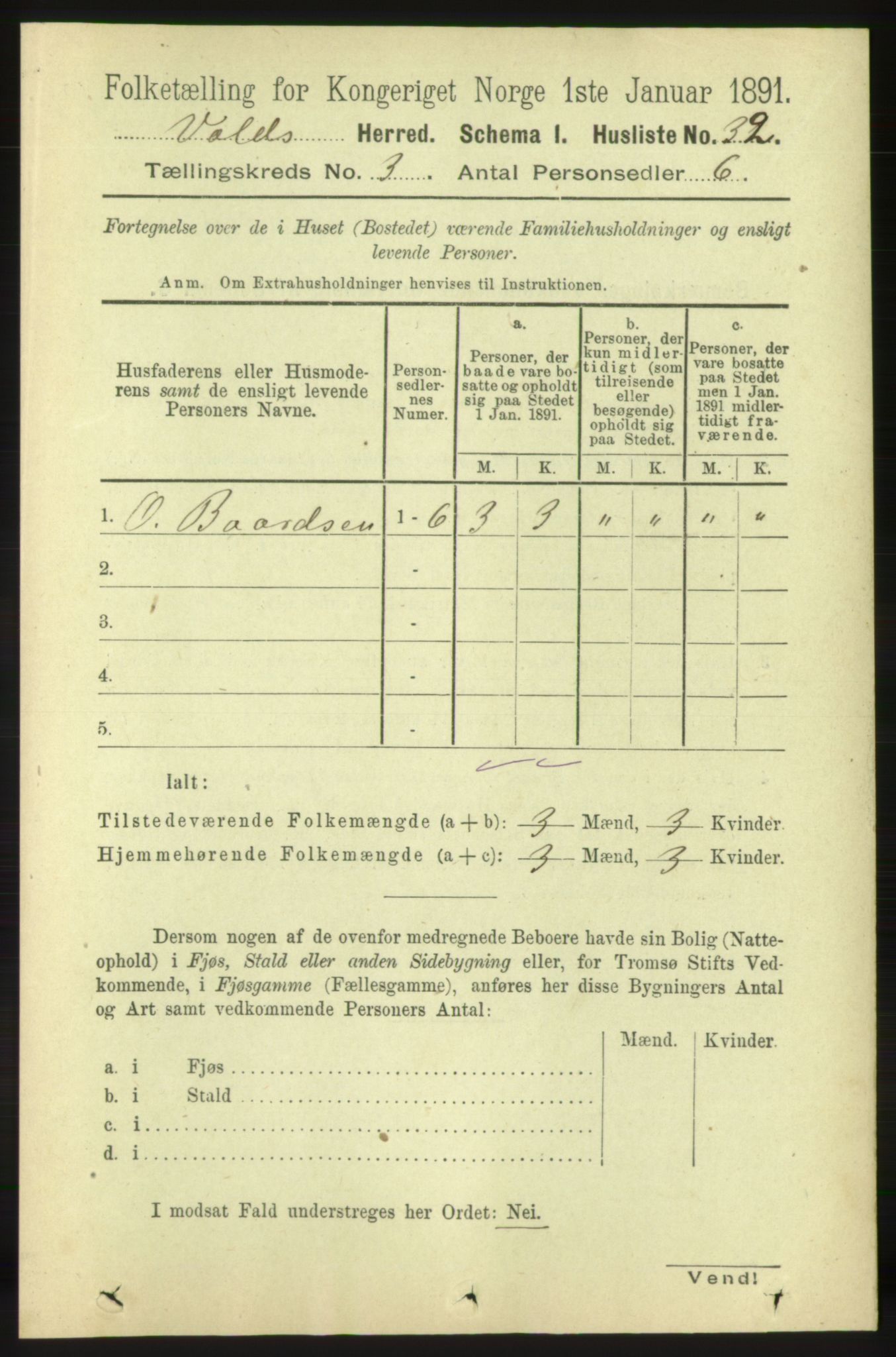 RA, 1891 census for 1537 Voll, 1891, p. 944