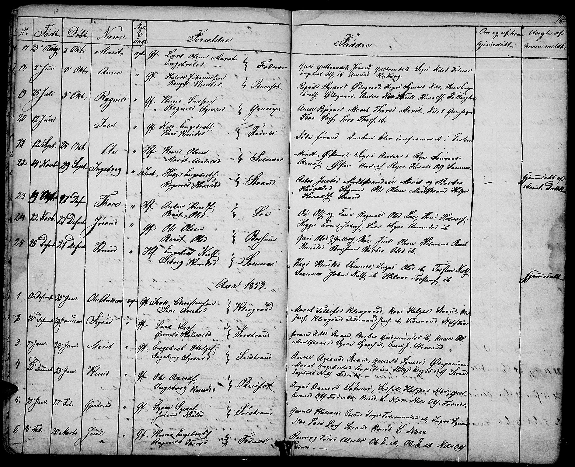 Nord-Aurdal prestekontor, AV/SAH-PREST-132/H/Ha/Hab/L0003: Parish register (copy) no. 3, 1842-1882, p. 18