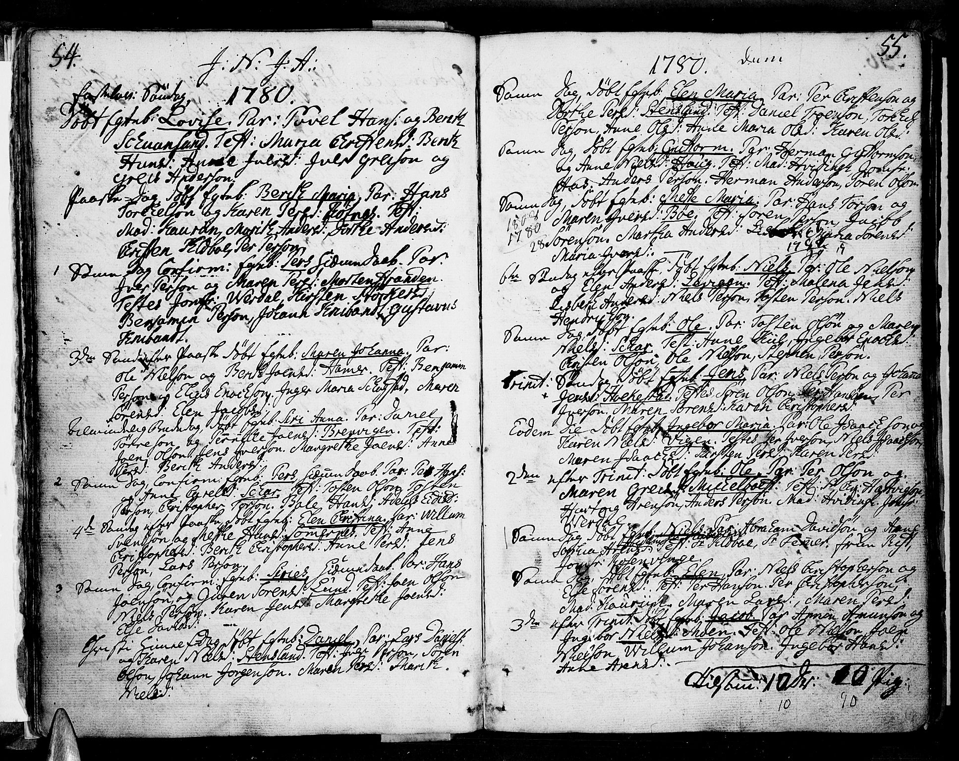 Ministerialprotokoller, klokkerbøker og fødselsregistre - Nordland, SAT/A-1459/855/L0796: Parish register (official) no. 855A04, 1776-1813, p. 54-55
