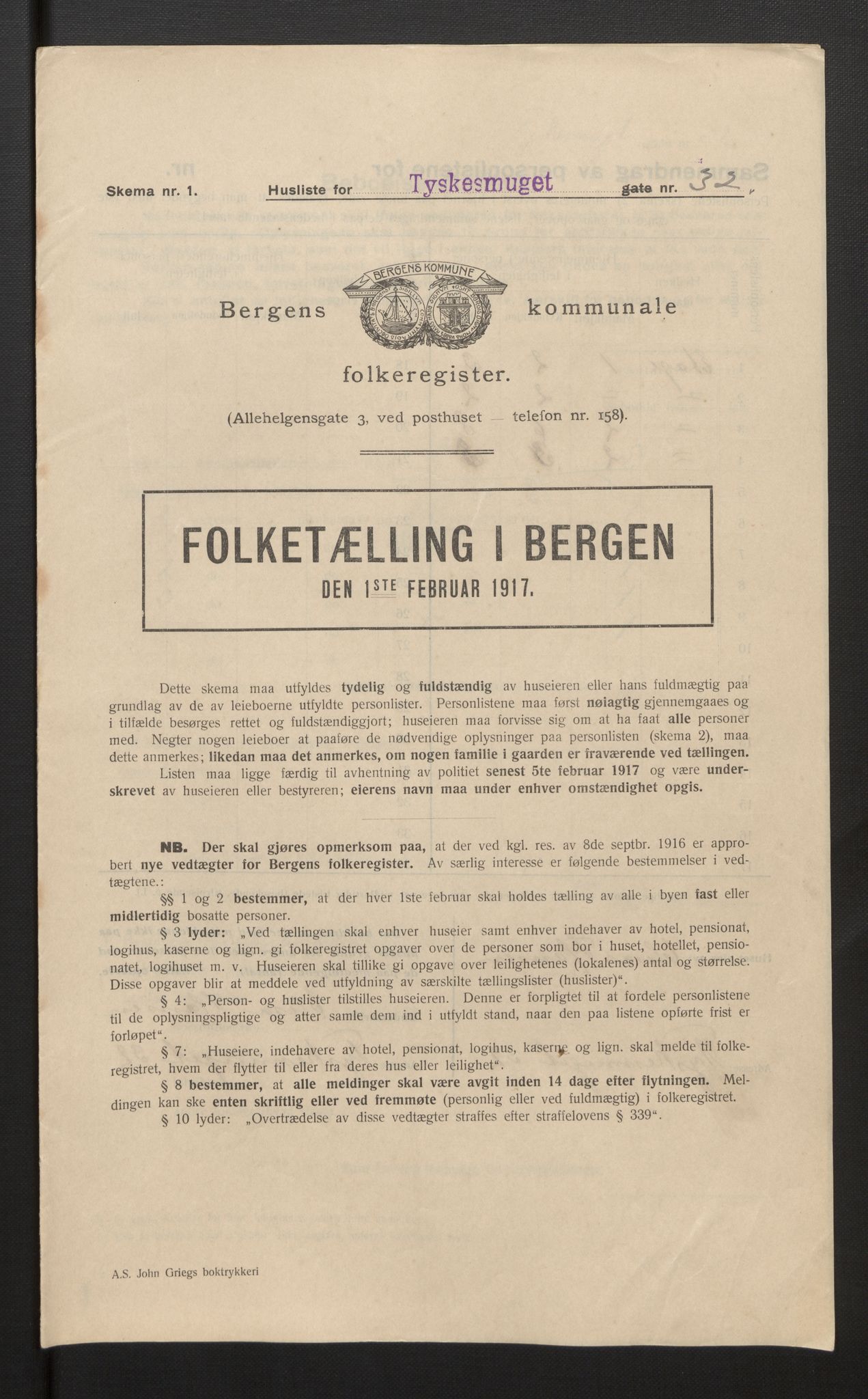 SAB, Municipal Census 1917 for Bergen, 1917, p. 43431