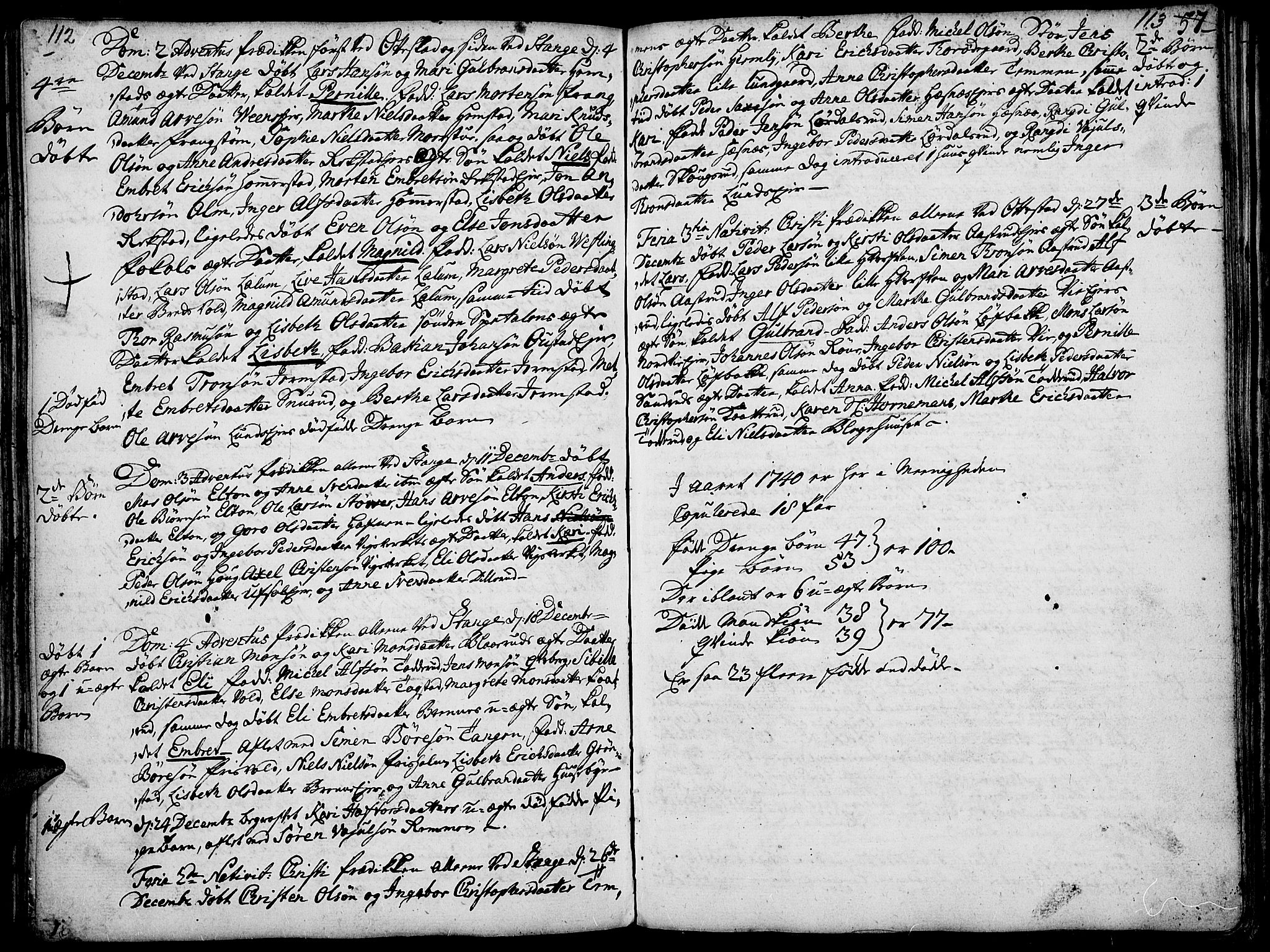 Stange prestekontor, AV/SAH-PREST-002/K/L0004: Parish register (official) no. 4, 1735-1754, p. 112-113